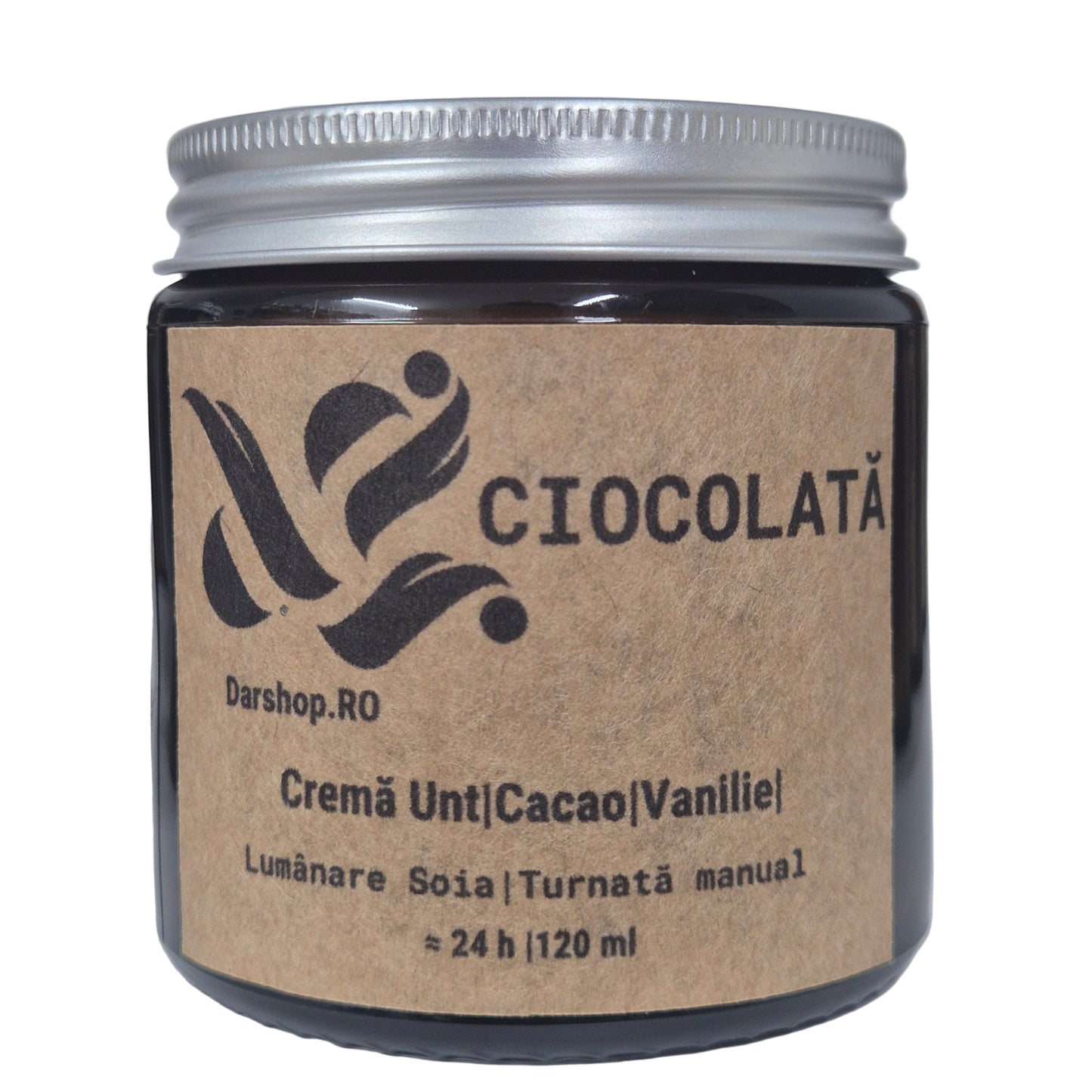 Lumânare parfumată din ceară de soia Ciocolată– arome catifelate, calde și gurmane, care te duc cu gândul la ciocolata de casa din copilarie.