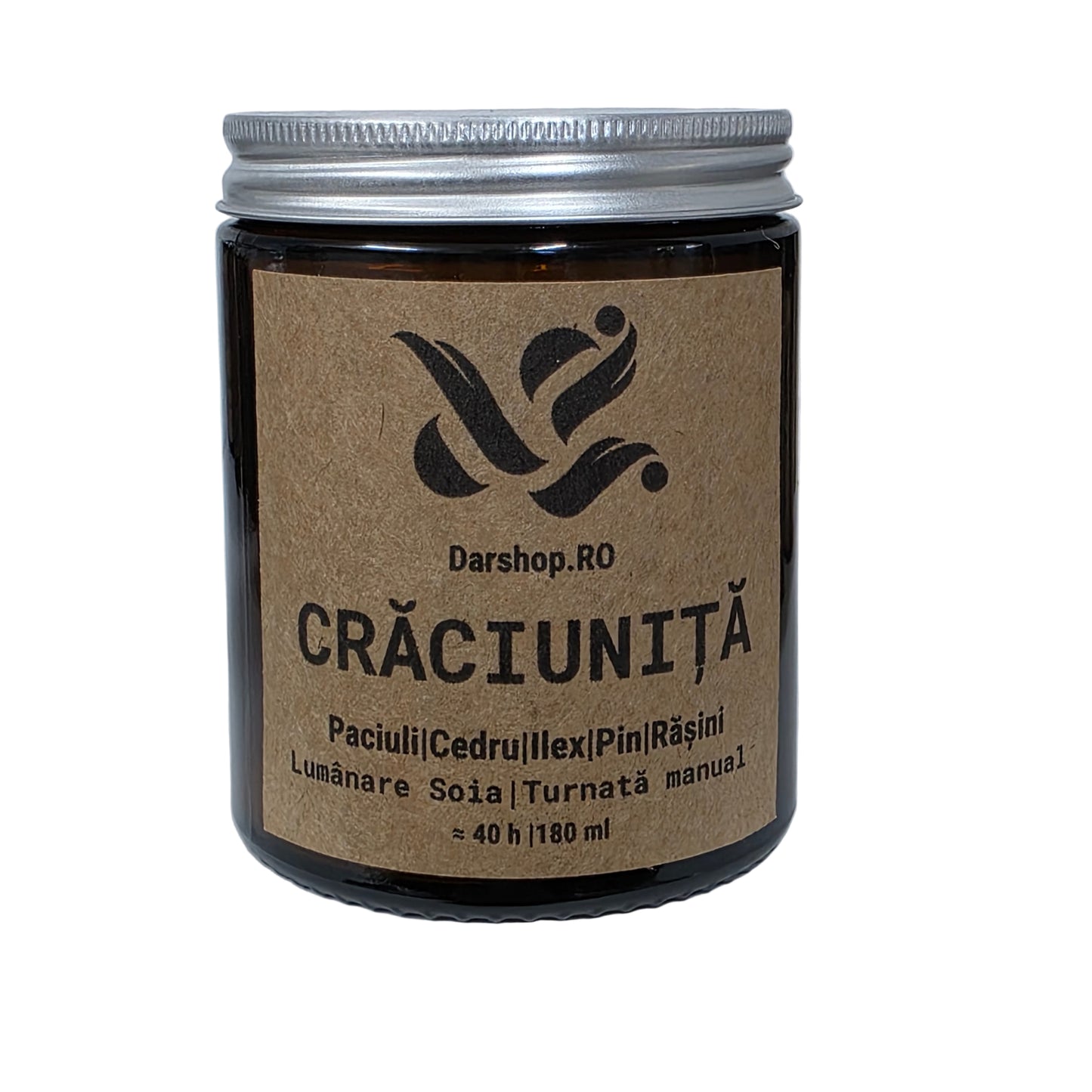Lumânare parfumată Crăciunița – arome lemnoase și proaspete, inspirație din pădurile înzăpezite.