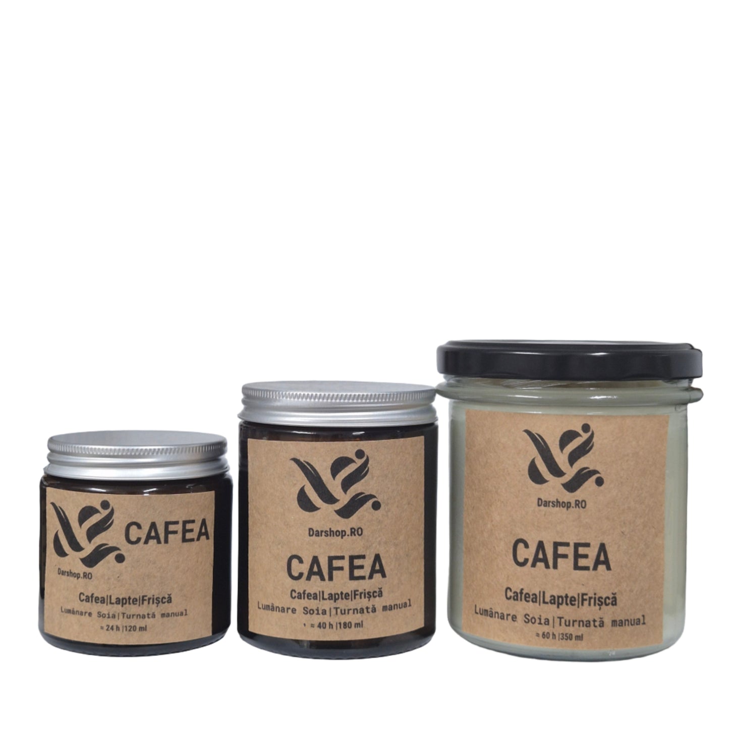 Lumânare naturală din soia Cafea, cu note calde de boabe prăjite și accente dulci de lapte și frișcă