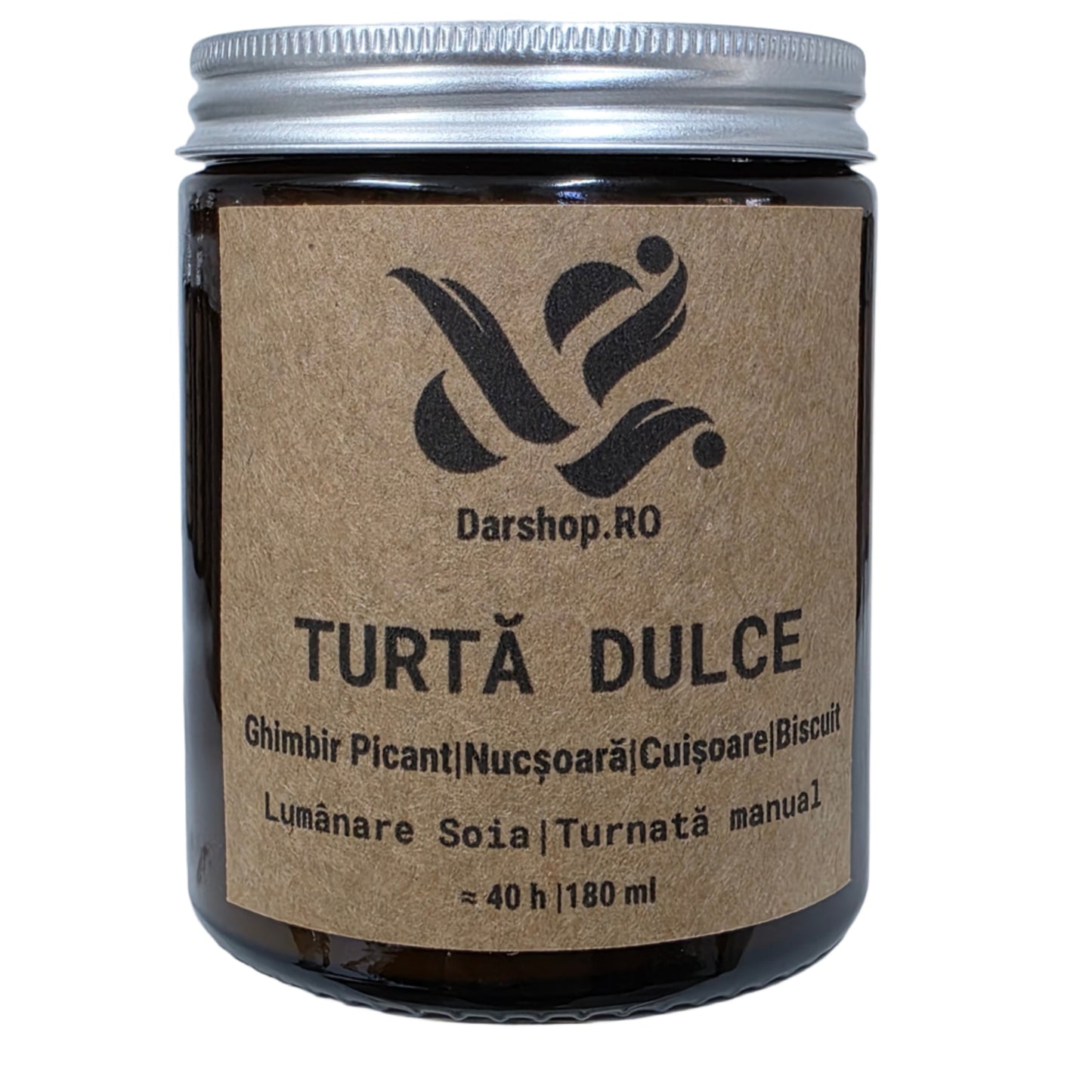 Lumânare Turtă Dulce – soia naturală, aromă dulce și condimentată, inspirată de fursecuri de Crăciun proaspăt coapte.