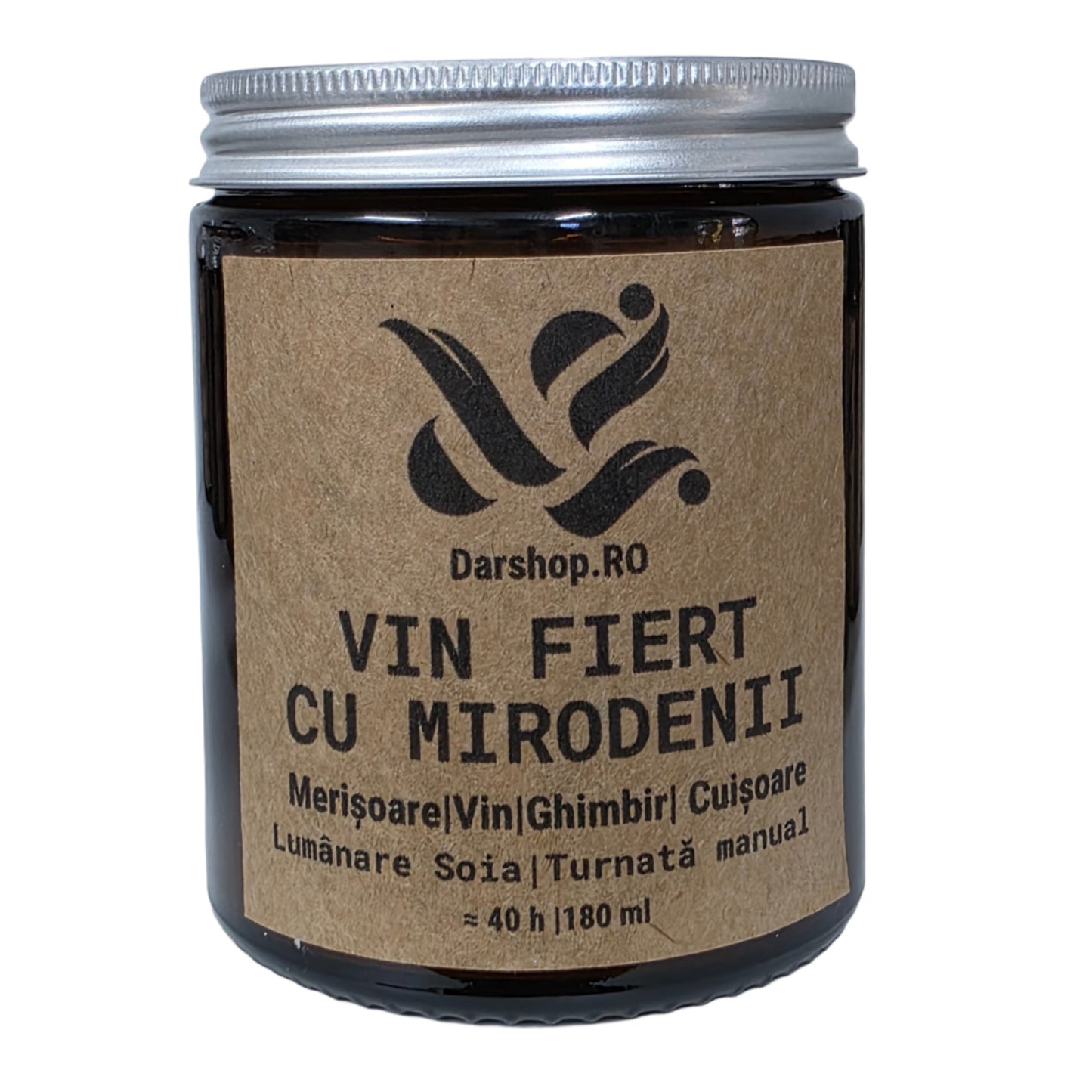 Lumânare parfumată Vin Fiert cu Mirodenii – note calde de ghimbir și mirodenii de sezon, aromă cozy și festivă.
