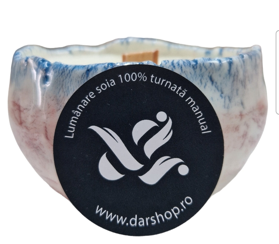 Lumânare parfumată soia Ceramică. Bujori
