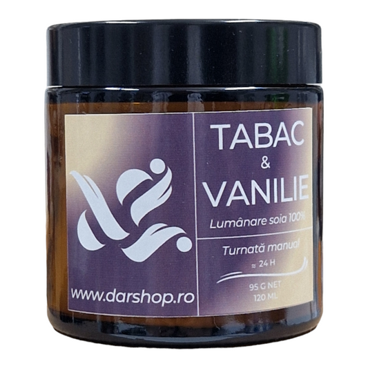 Lumânare parfumată ceară soia. Tabac & Vanilie