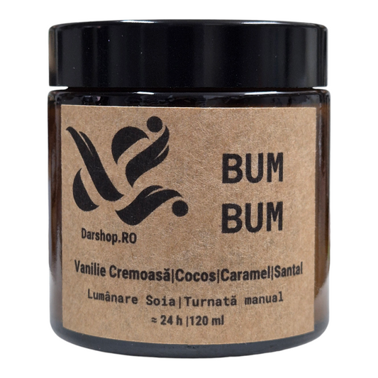 Lumânare parfumată ceară soia. Bum Bum