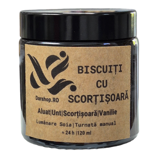 Lumânare parfumată ceară soia. Biscuiți cu Scorțișoară