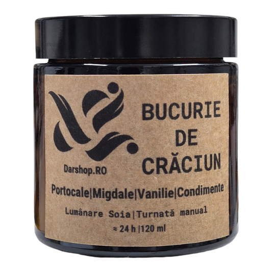 Lumânare parfumată ceară soia. Bucurie de Crăciun