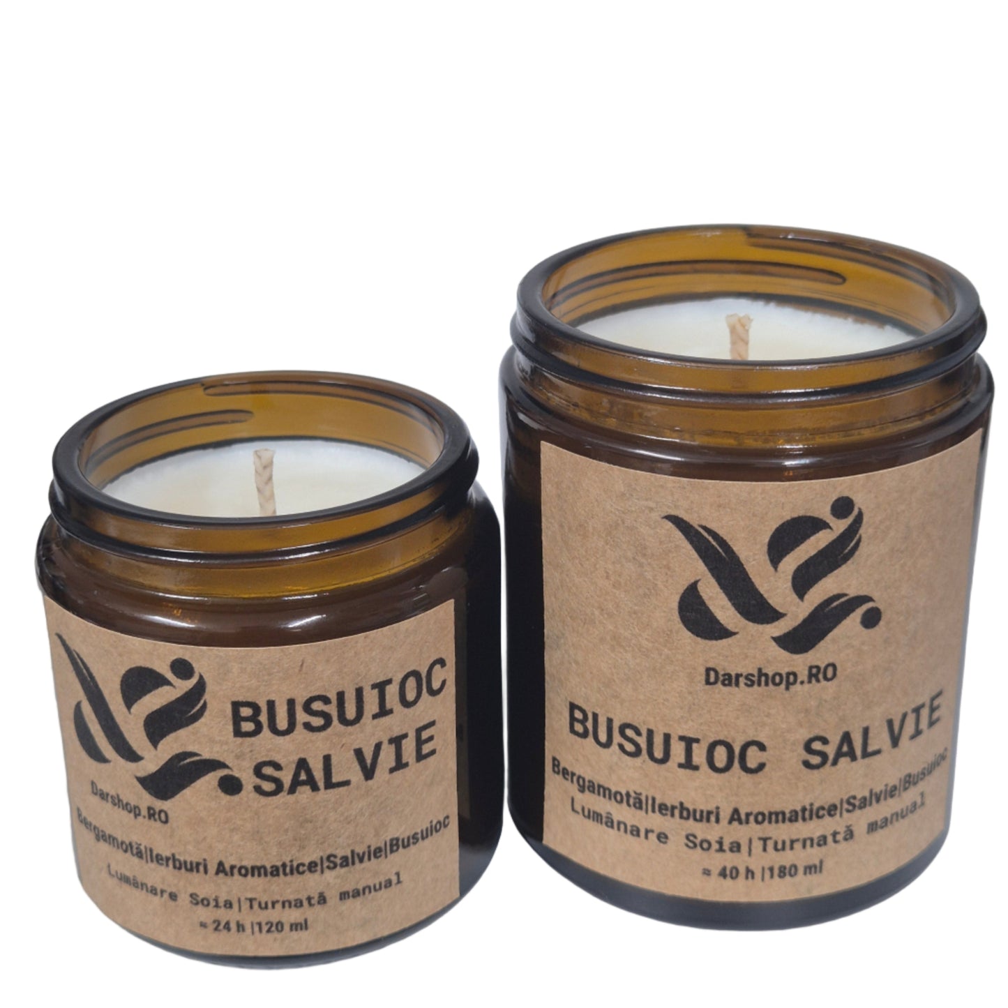 Lumânare parfumată Busuioc & salvie – combinație vibrantă de busuioc tăiat și aromă reconfortantă de salvie, turnată manual în ceară de soia