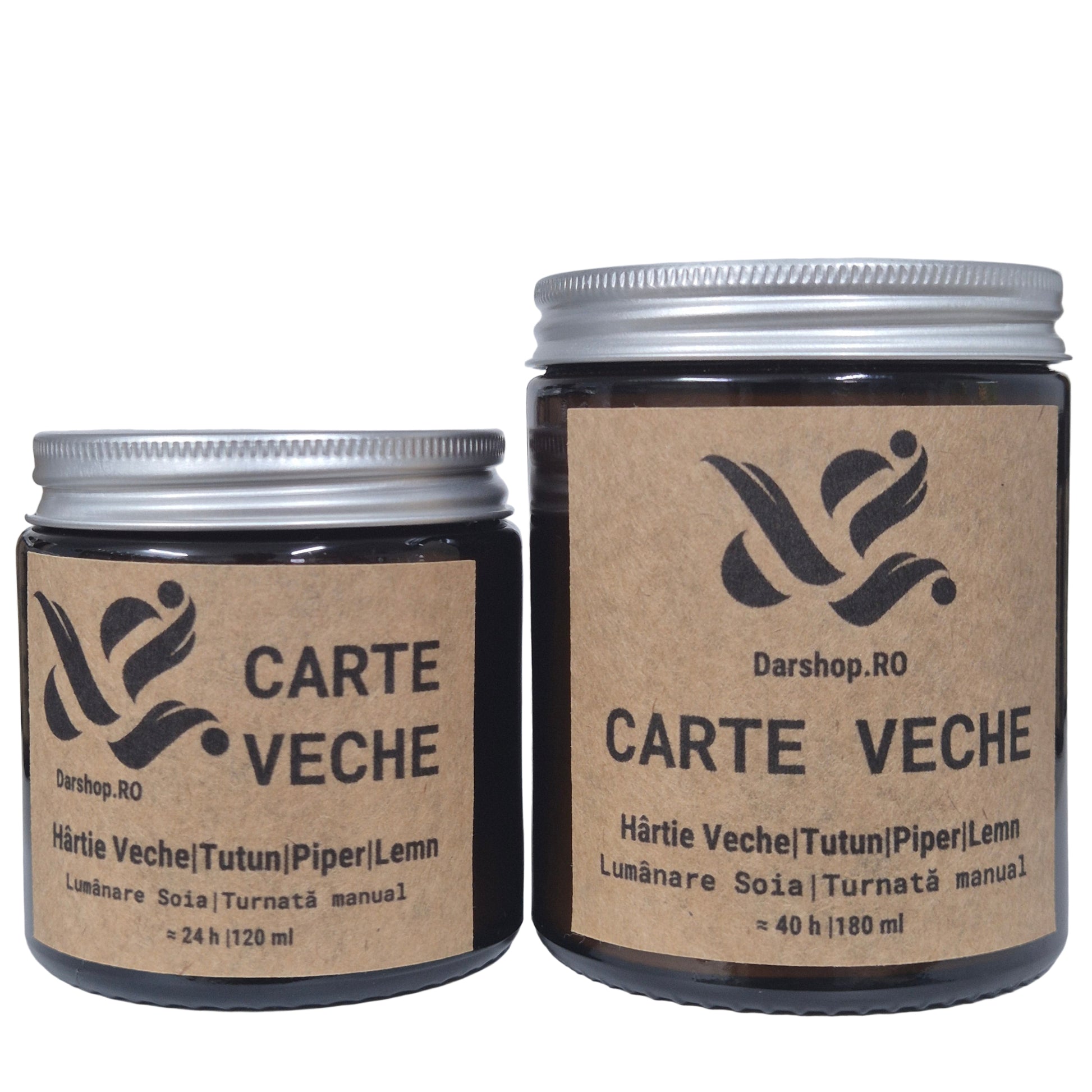 Lumânare din ceară de soia Bibliotecă Veche – parfum masculin lemnos și de tutun