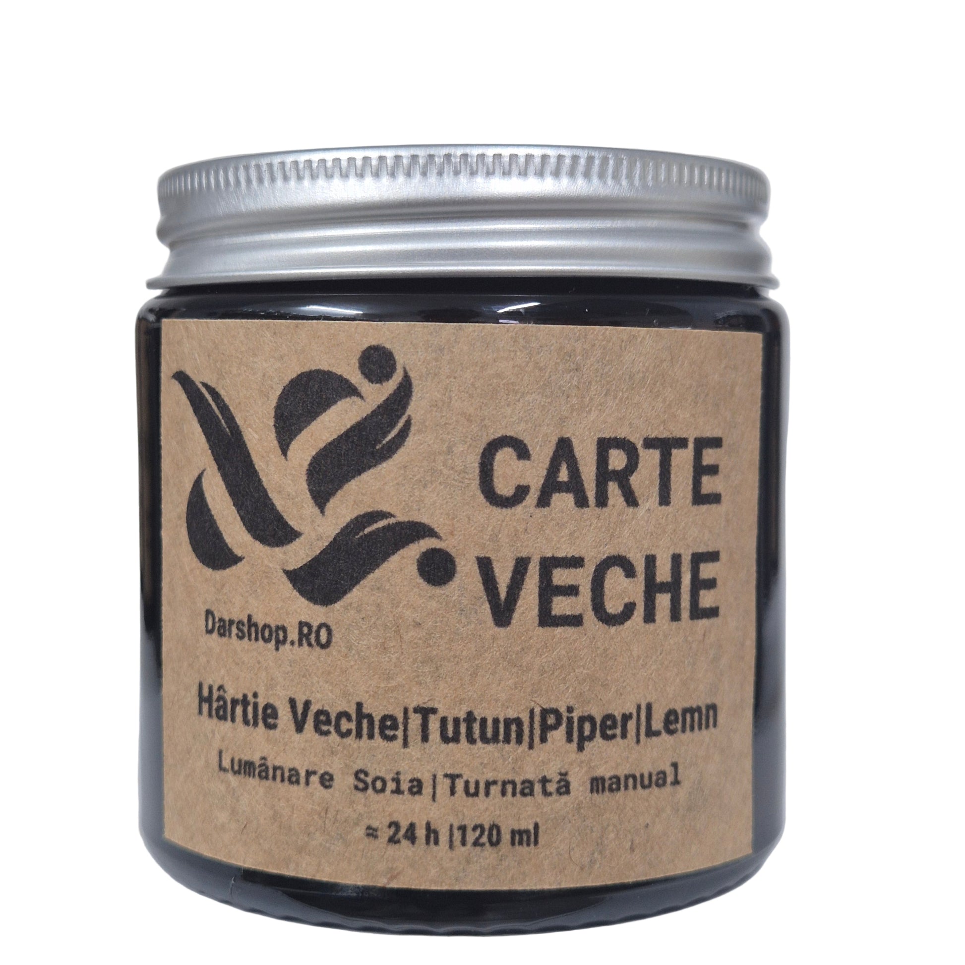 Lumânare din ceară de soia Bibliotecă Veche – parfum masculin lemnos și de tutun