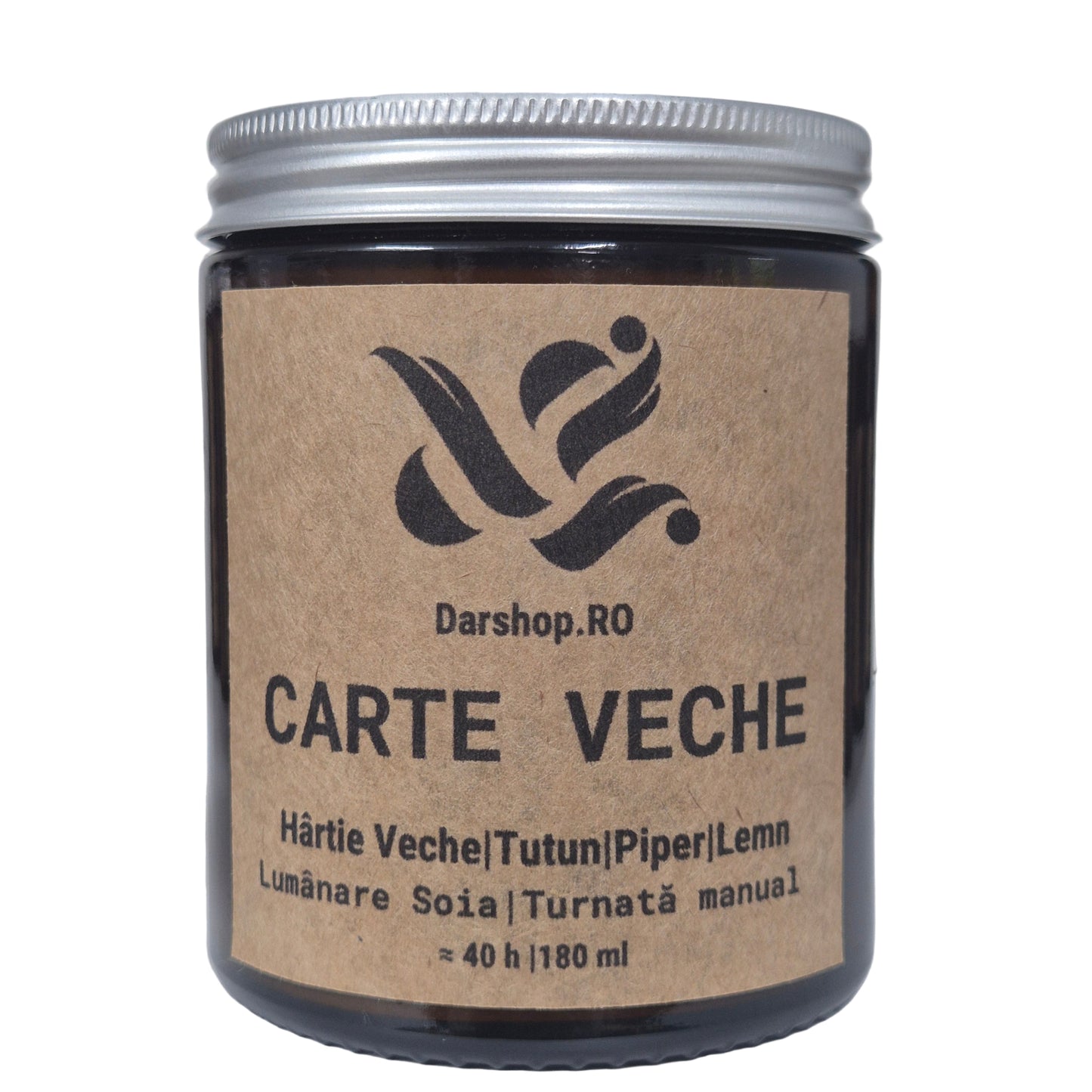 Lumânare din ceară de soia Bibliotecă Veche – parfum masculin lemnos și de tutun