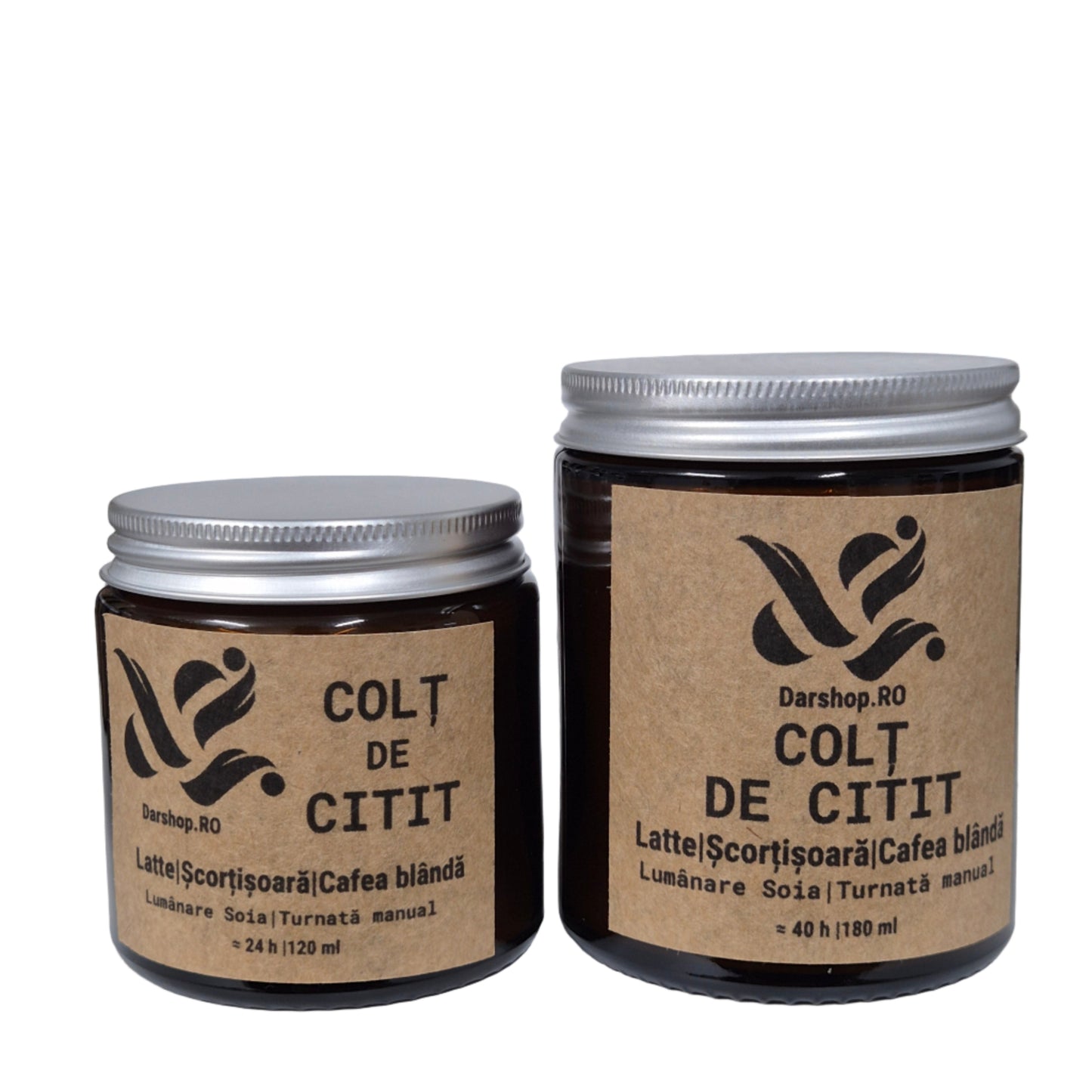 Lumânare naturală din ceară de soia Colț de Citit, cu aromă relaxantă de cafea, perfectă pentru serile liniștite cu o carte bună.