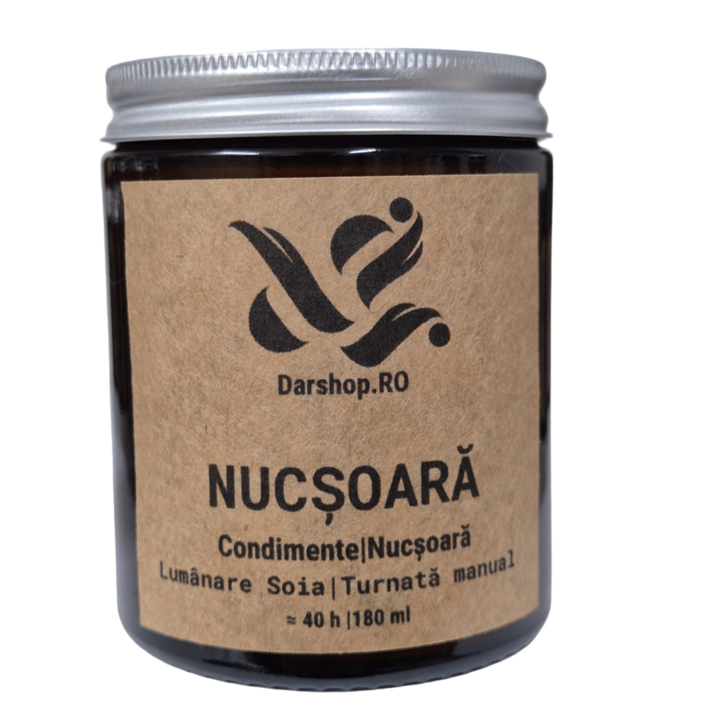 Lumânare naturală din ceară de soia cu aromă caldă de nucșoară, ideală pentru serile relaxante și decorul cozy de toamnă