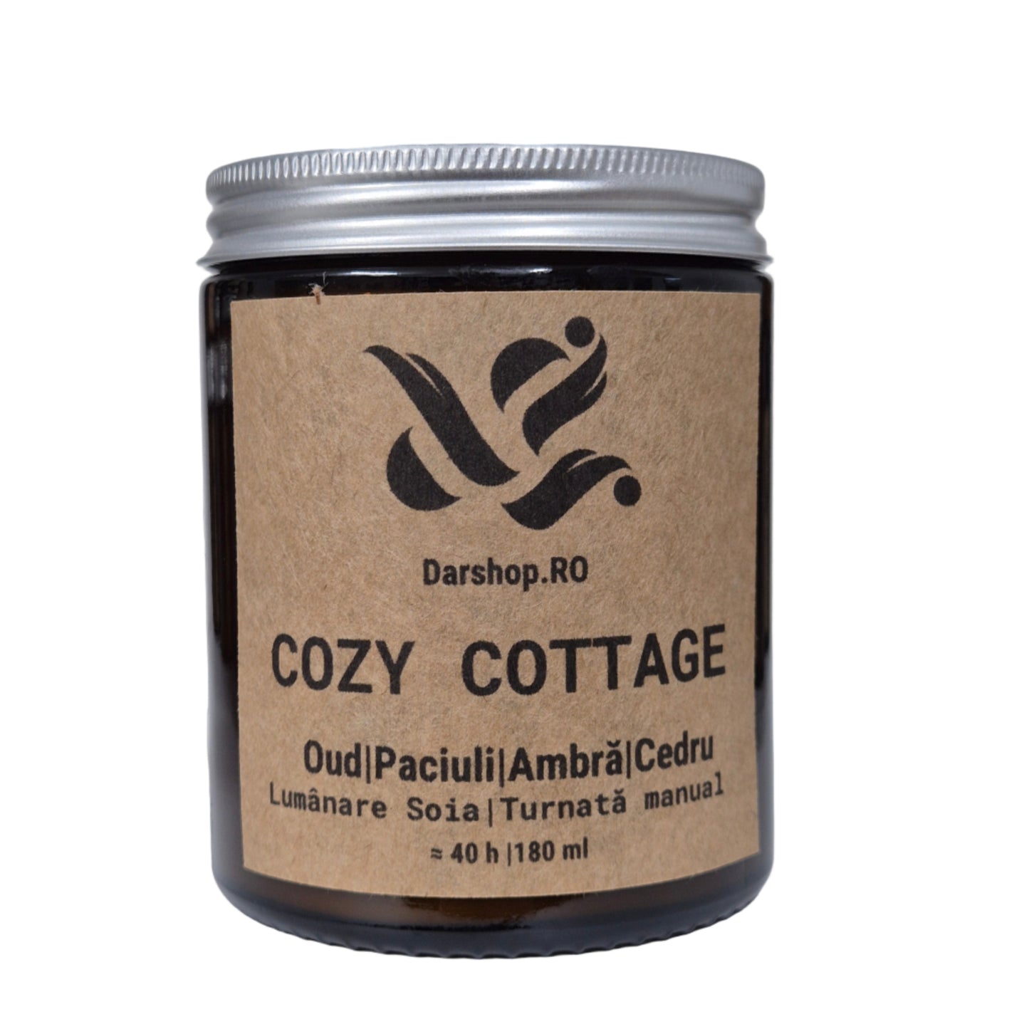 Lumânare naturală din ceară de soia Cozy Cottage, cu aromă caldă și relaxantă, perfectă pentru serile liniștite de toamnă.