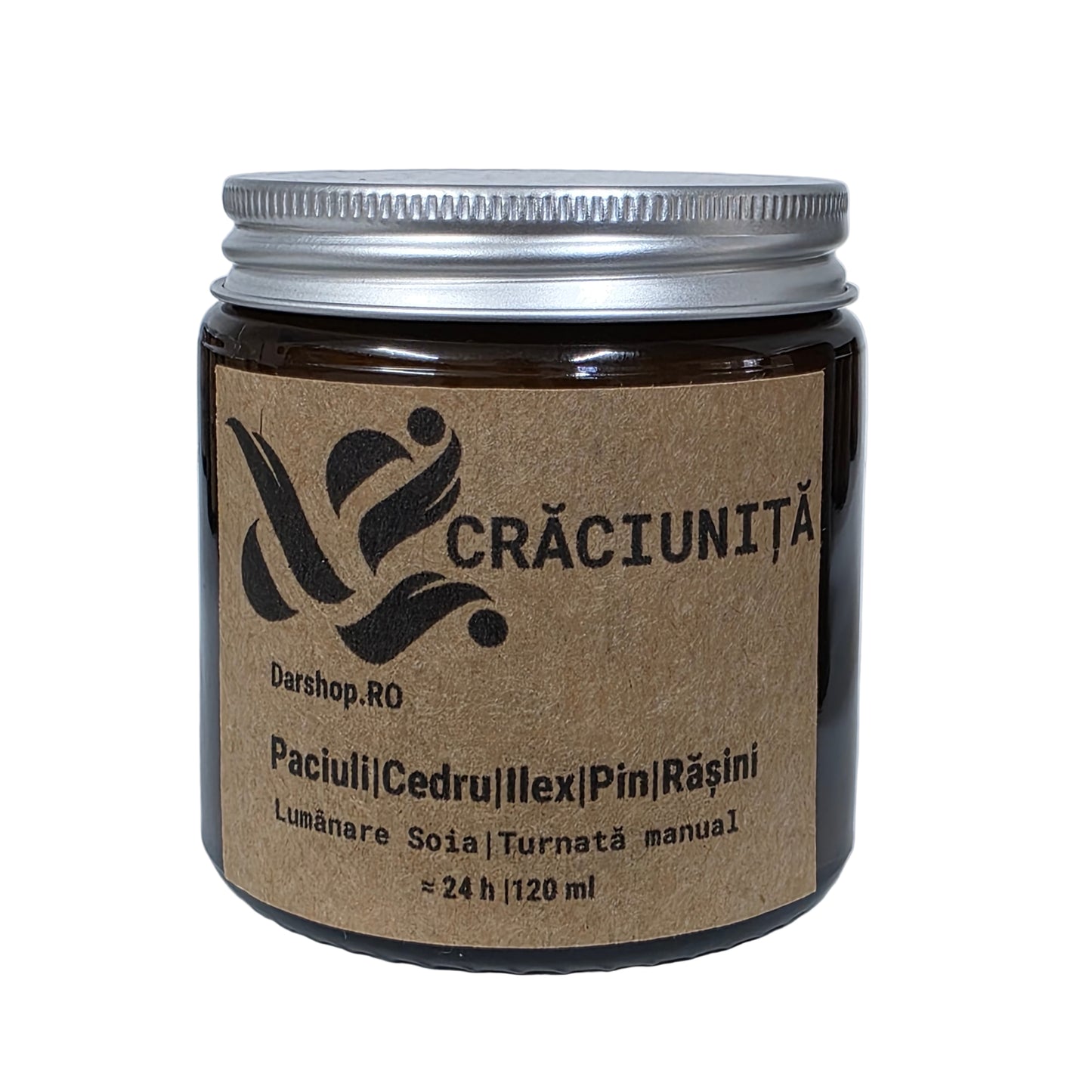 Lumânare din soia Crăciunița – parfum intens de iarnă, brad, cedru, patchouli și rășini.