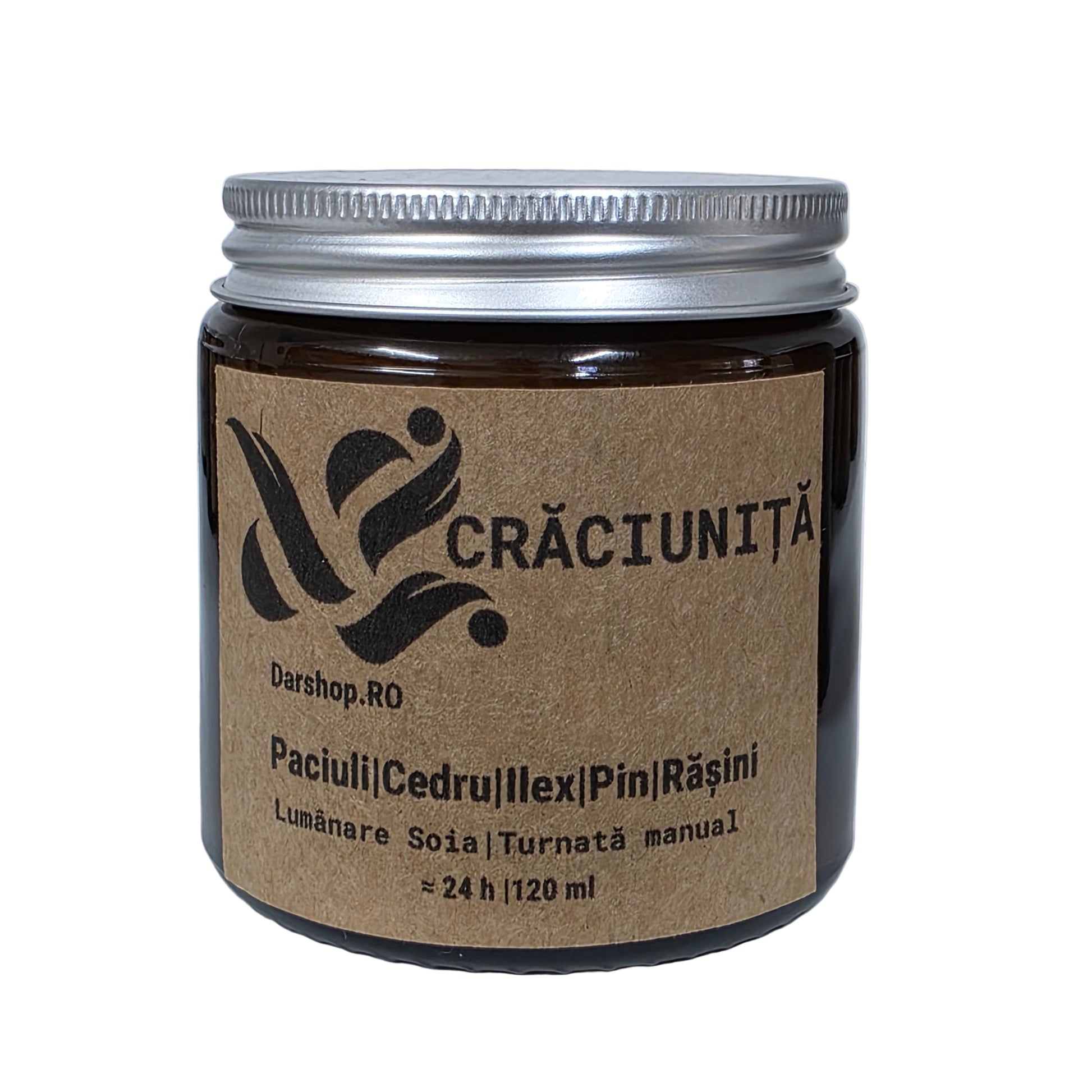 Lumânare din soia Crăciunița – parfum intens de iarnă, brad, cedru, patchouli și rășini.