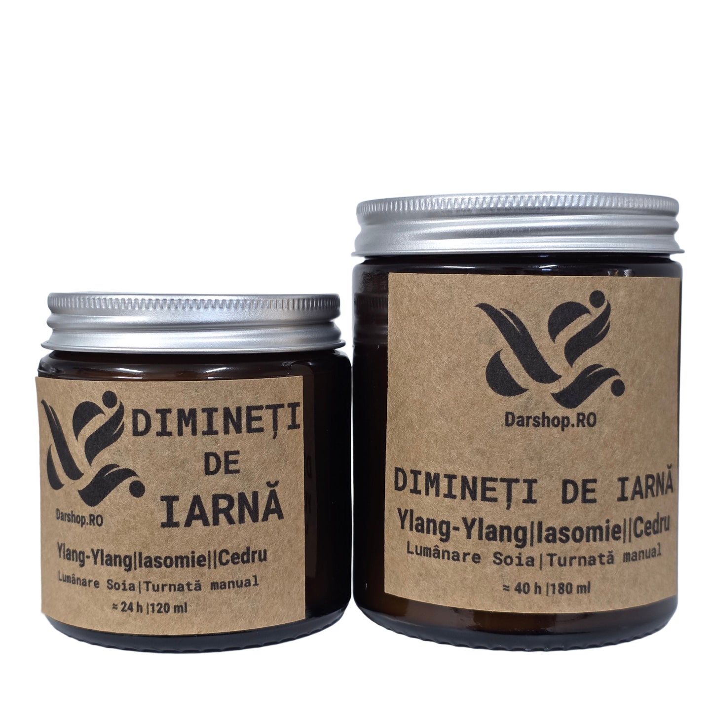 Lumânare de soia Dimineți de Iarnă – arome de ylang-ylang, iasomie și cedru, atmosferă caldă de iarnă.