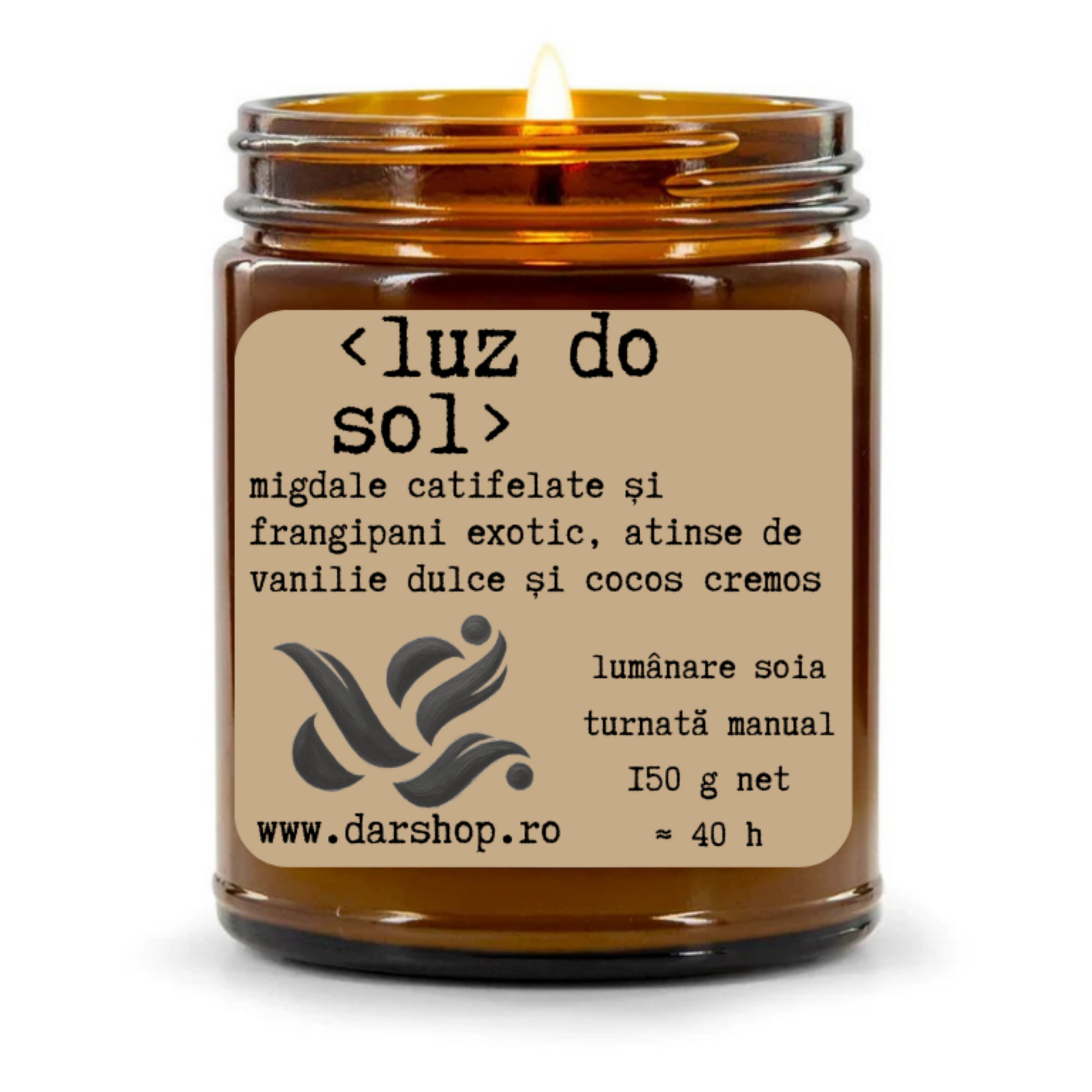 lumanare soia cu migdale catifelate și frangipani exotic, atinse de vanilie dulce și cocos cremos 