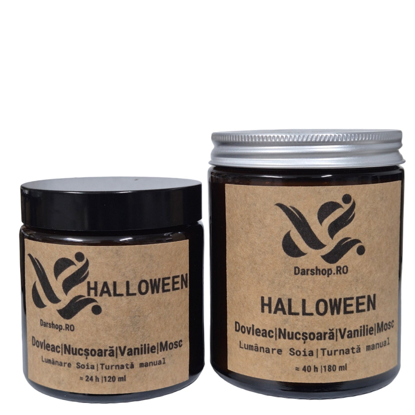 Lumanare din ceară naturală de soia parfumată delicat în spiritului halloweenului.