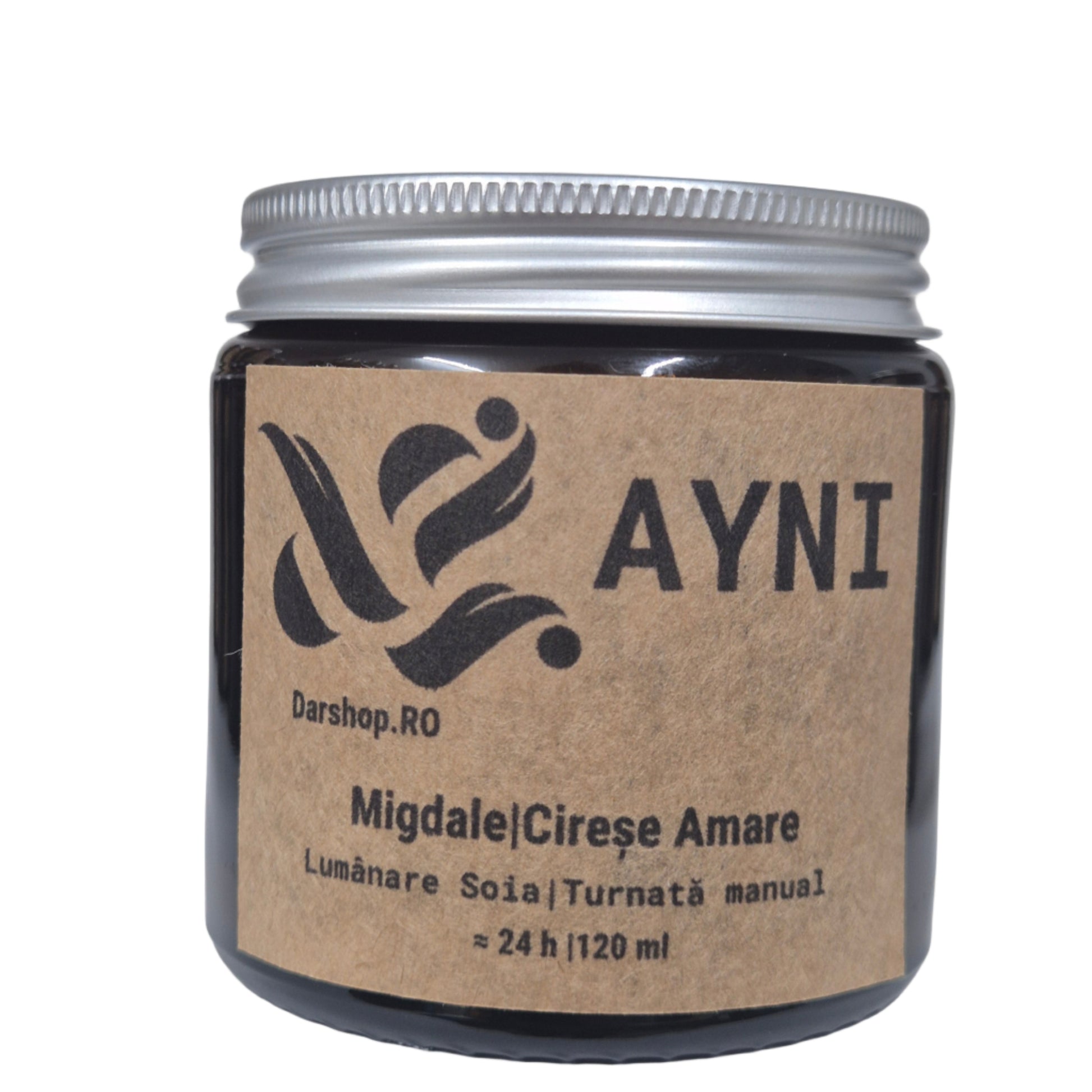 Lumânare parfumată din ceară de soia Ayni – un echilibru subtil între note calde și lemnoase, inspirată de conexiunea cu natura.