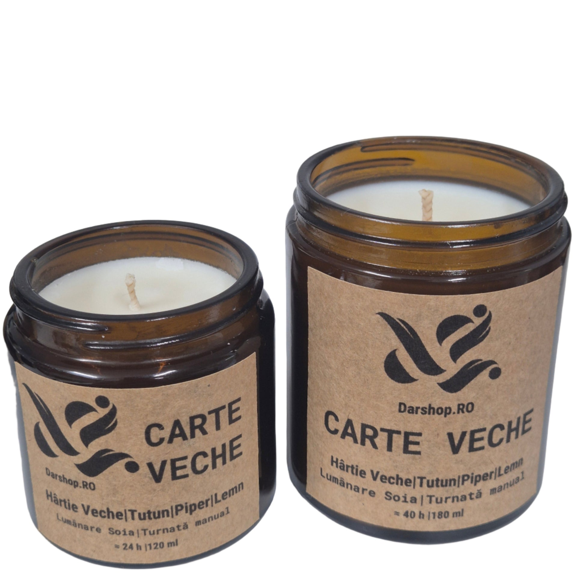 Lumânare din ceară de soia Bibliotecă Veche – parfum masculin lemnos și de tutun