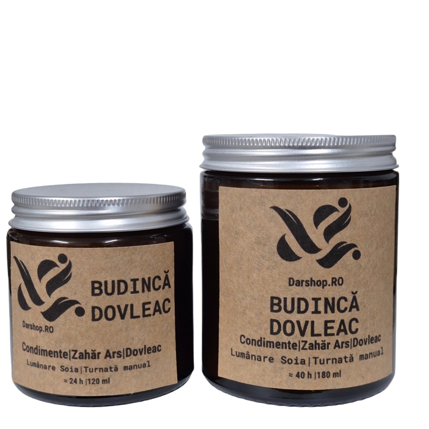 Lumânare naturală din ceară de soia cu aromă de budincă de dovleac, caldă și cremoasă, ideală pentru decorul de toamnă