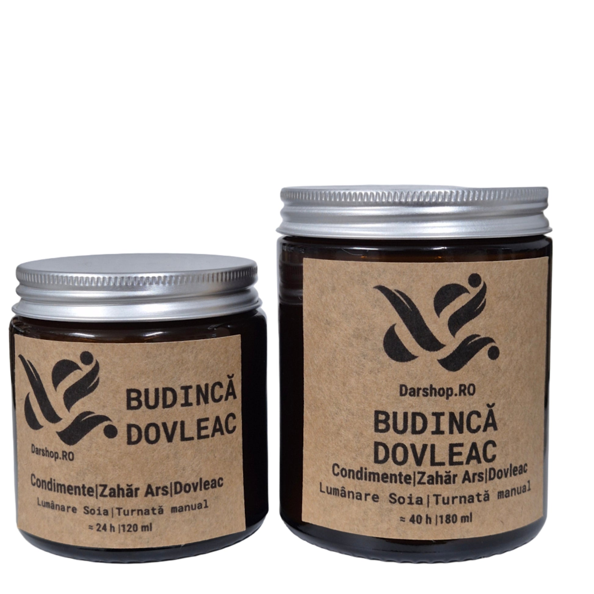 Lumânare naturală din ceară de soia cu aromă de budincă de dovleac, caldă și cremoasă, ideală pentru decorul de toamnă