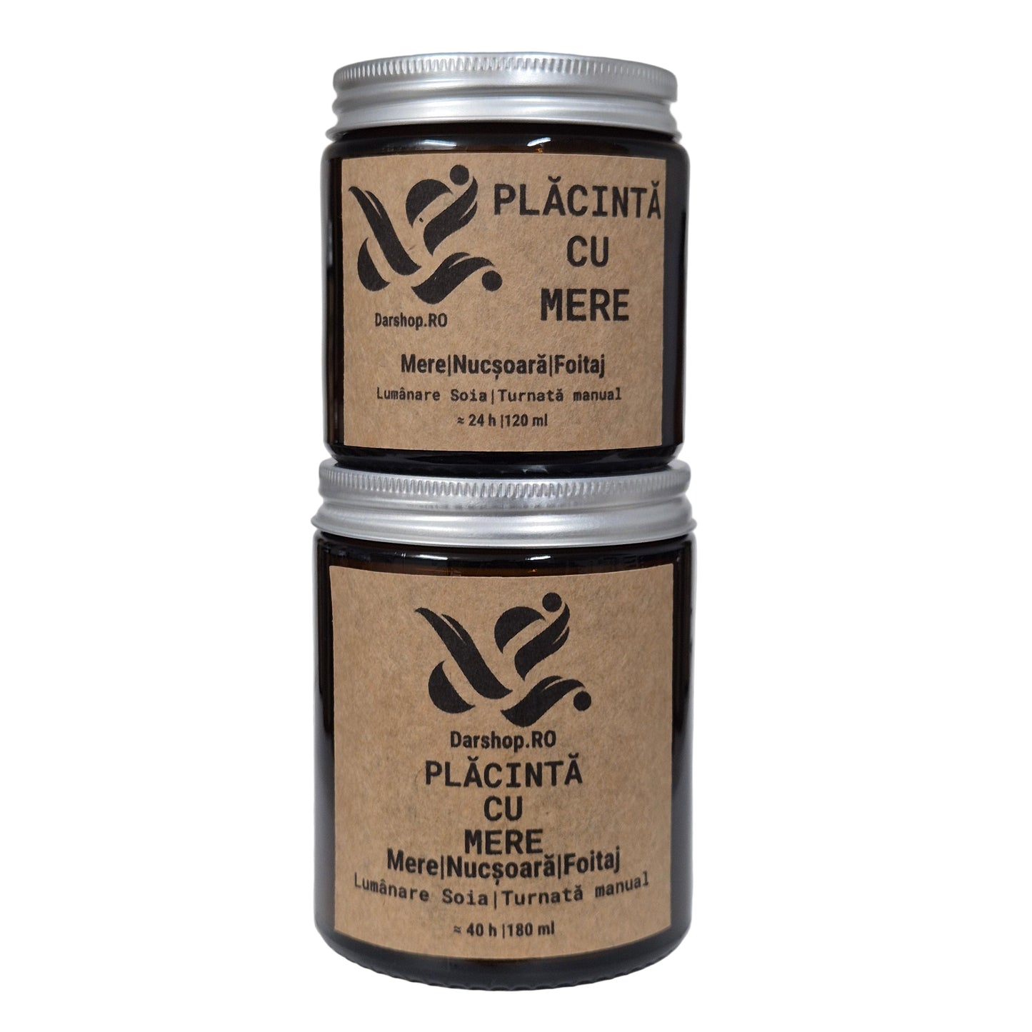 Lumânare naturală din ceară de soia cu aromă de plăcintă cu mere și scorțișoară, ideală pentru decorul de toamnă