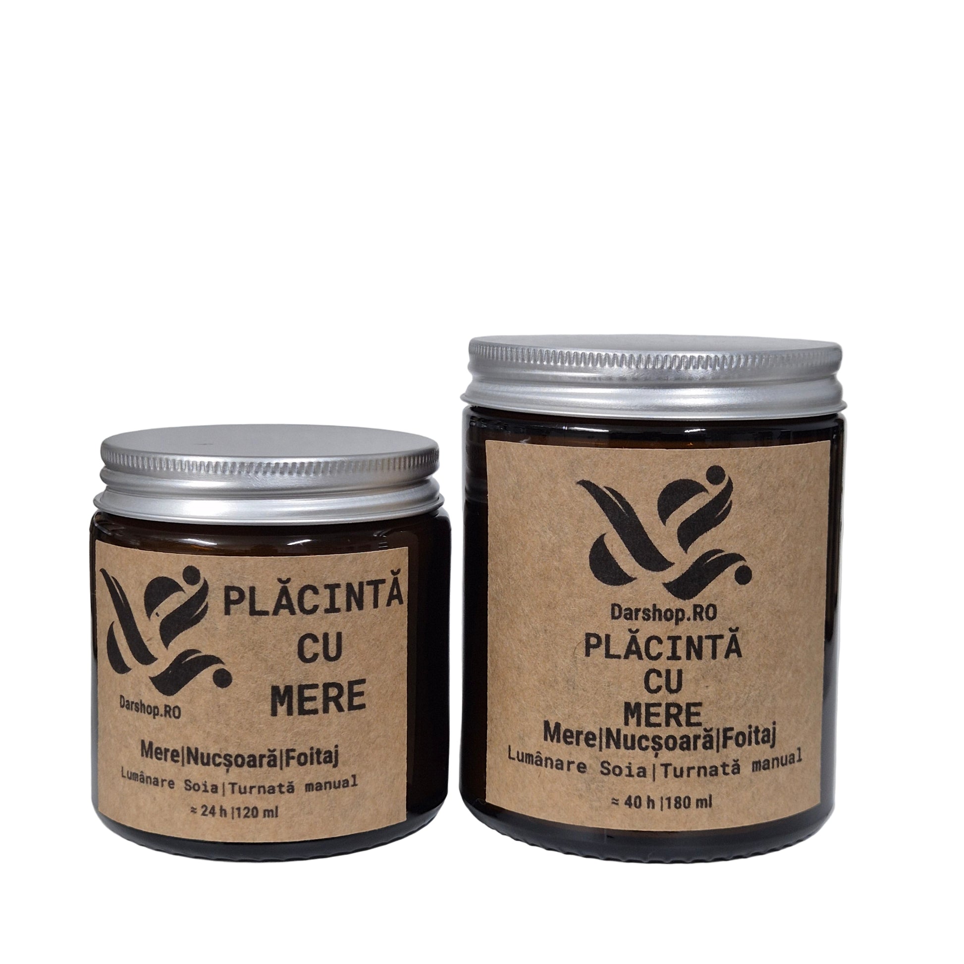 Lumânare naturală din ceară de soia cu aromă de plăcintă cu mere și scorțișoară, ideală pentru decorul de toamnă