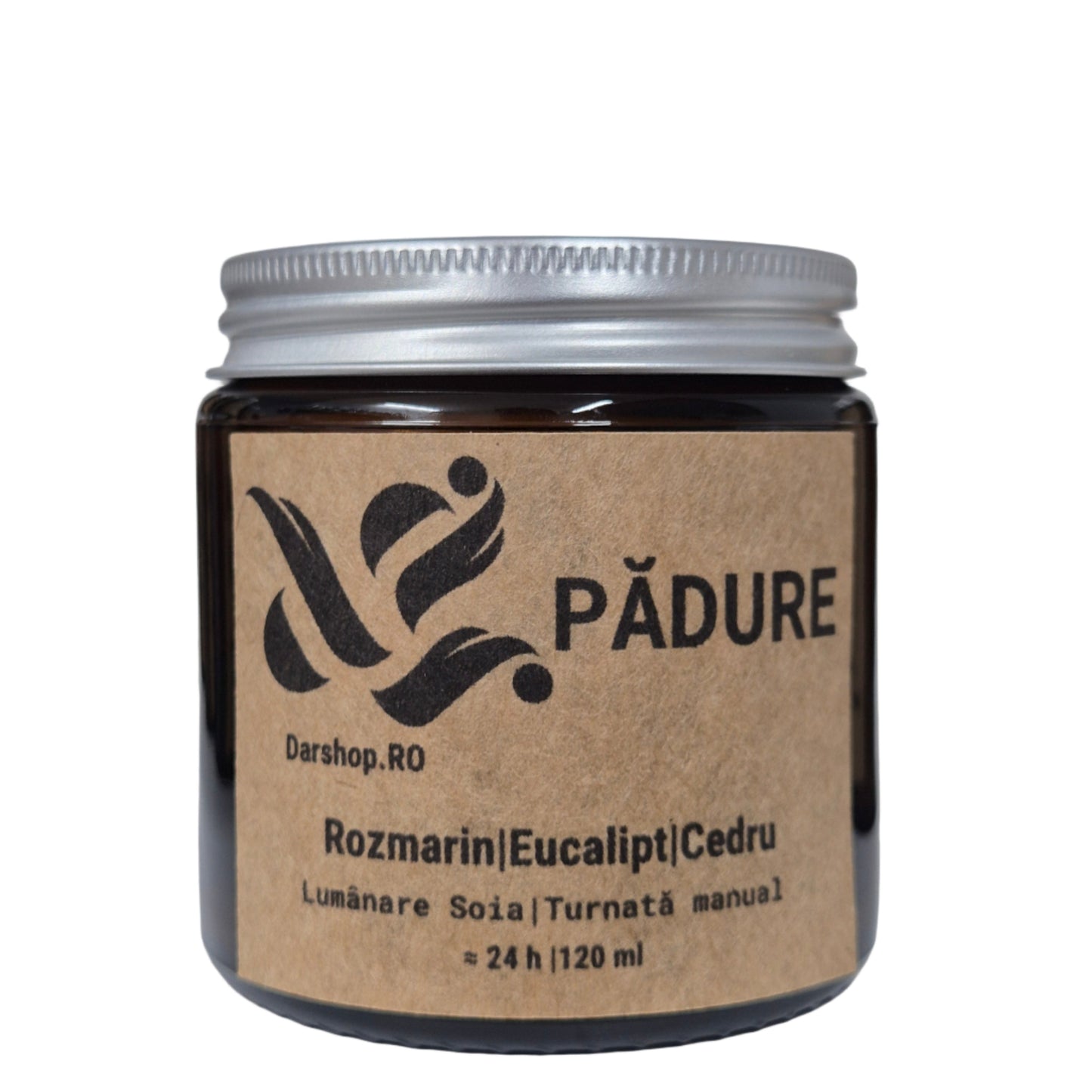 Lumânare naturală din ceară de soia Pădure, cu aromă fresh și relaxantă de pădure, ideală pentru serile cozy și decorul de toamnă.