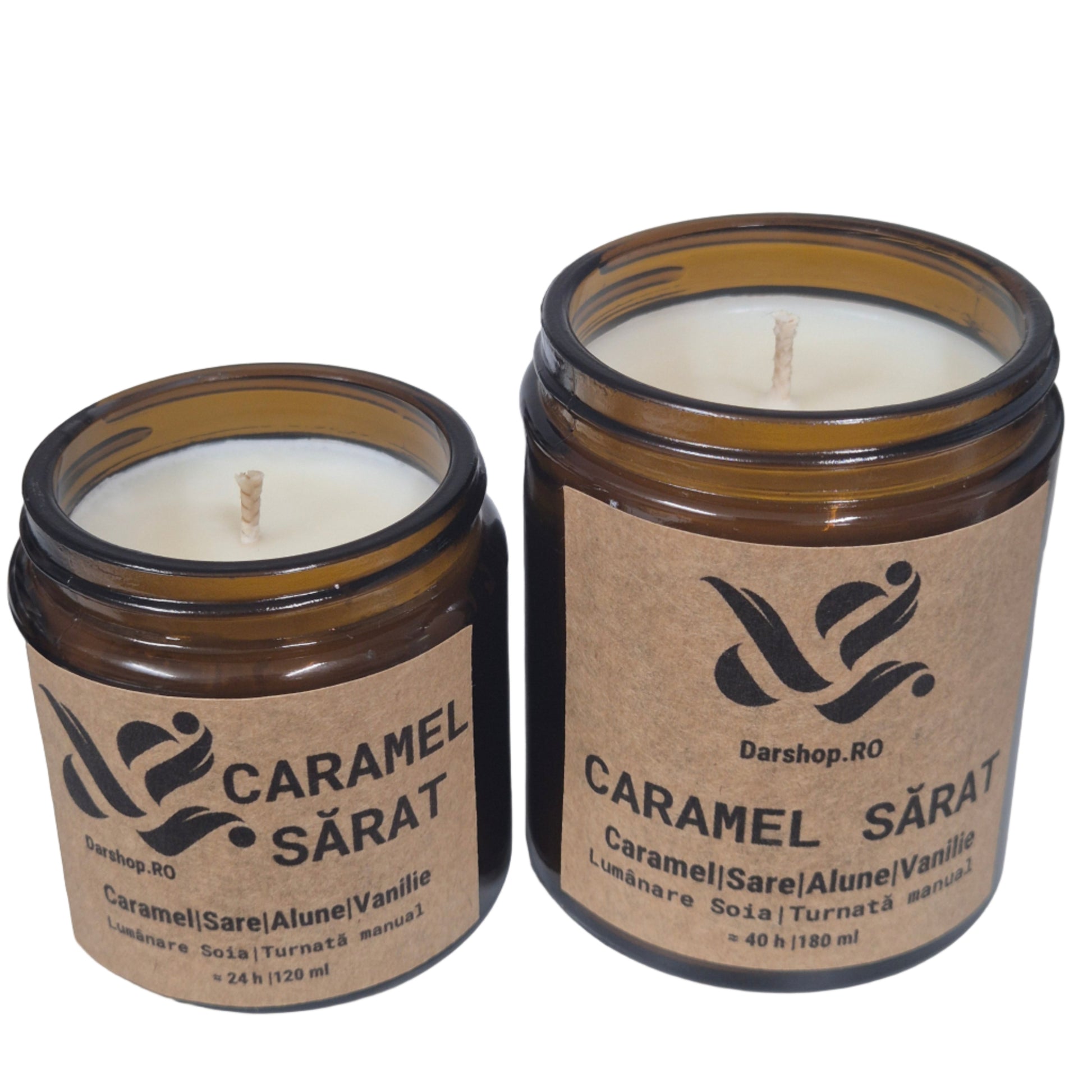 Lumânare parfumată din ceară de soia Caramel Sărat – aromă dulce și sărată, cu note bogate de zahăr ars și unt cremos