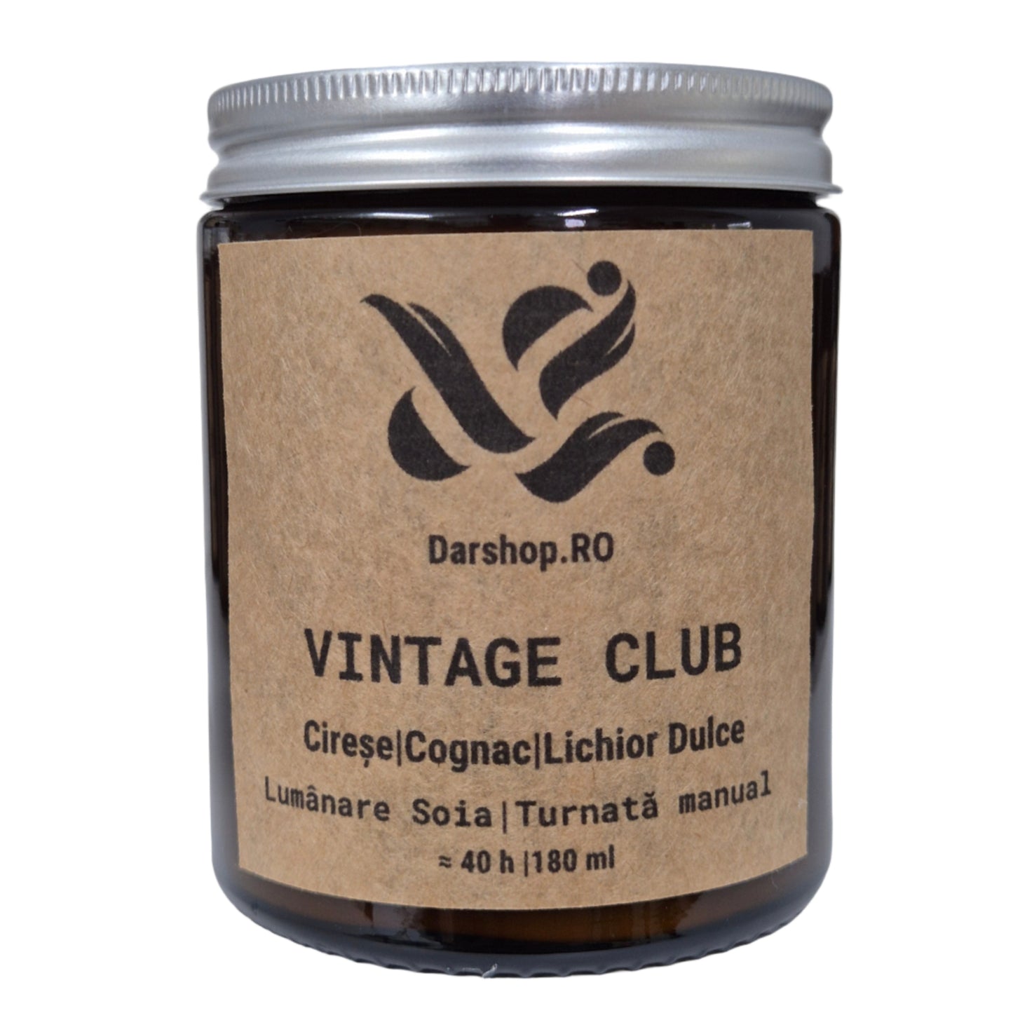 Lumânare parfumată “Vintage Club” – arome de cireșe, cognac vechi și tutun fin, inspirată de eleganța cluburilor de lux.