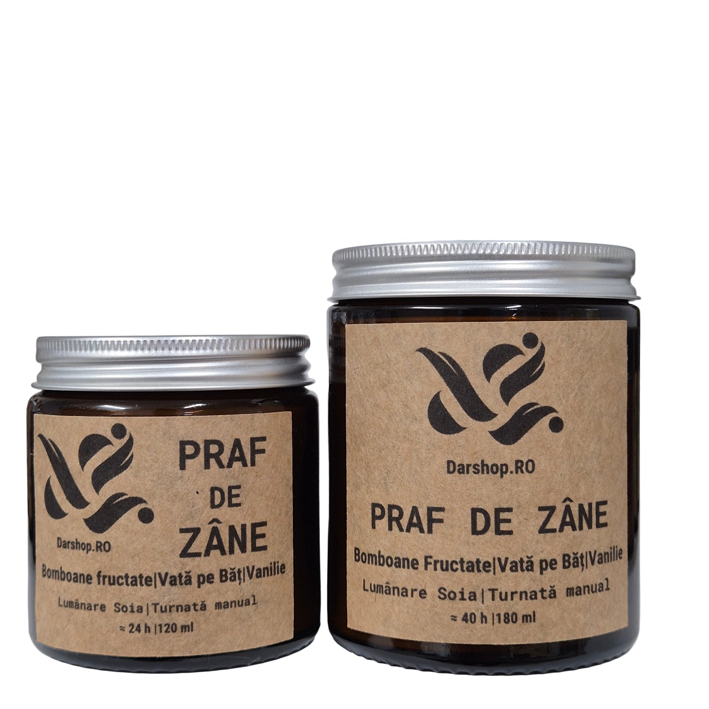 Lumânare parfumată “Praf de Zâne” – aromă dulce de pere, cireșe și vată pe băț, în borcan elegant, decor magic.