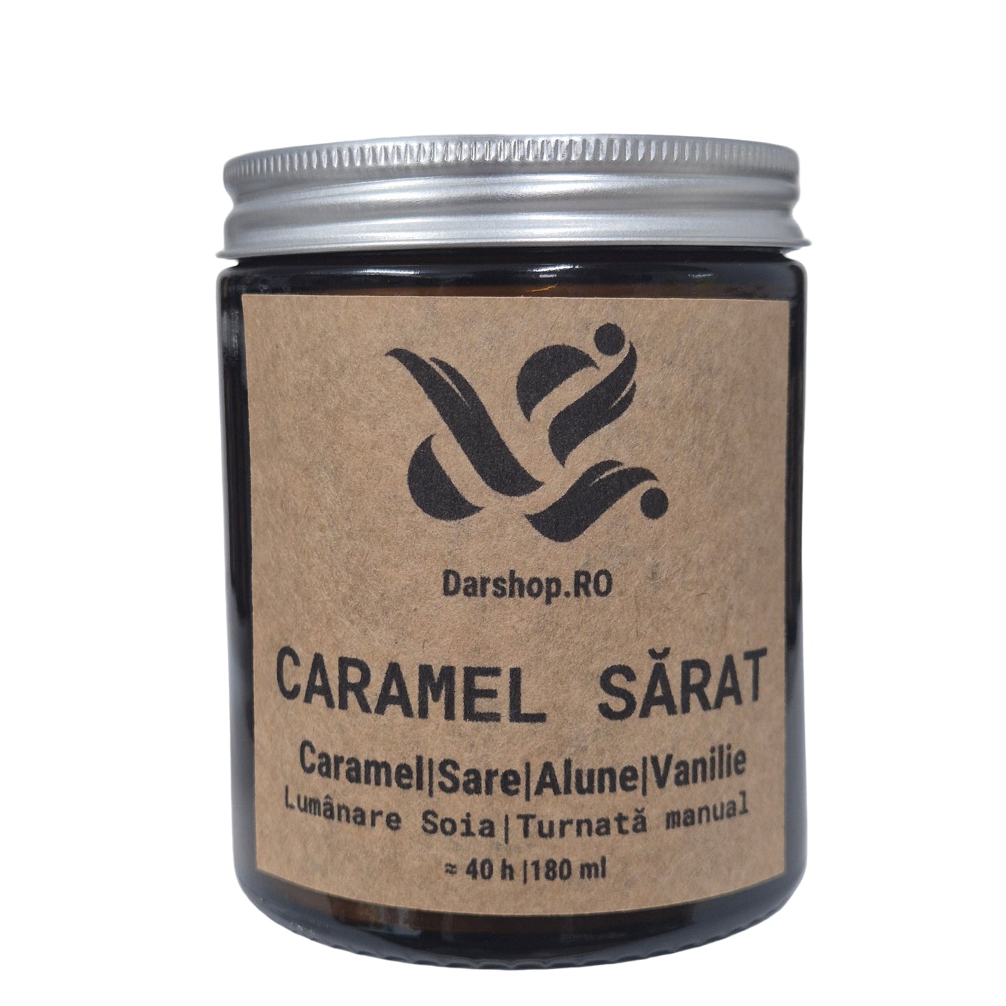 Lumânare parfumată din ceară de soia Caramel Sărat – aromă dulce și sărată, cu note bogate de zahăr ars și unt cremos