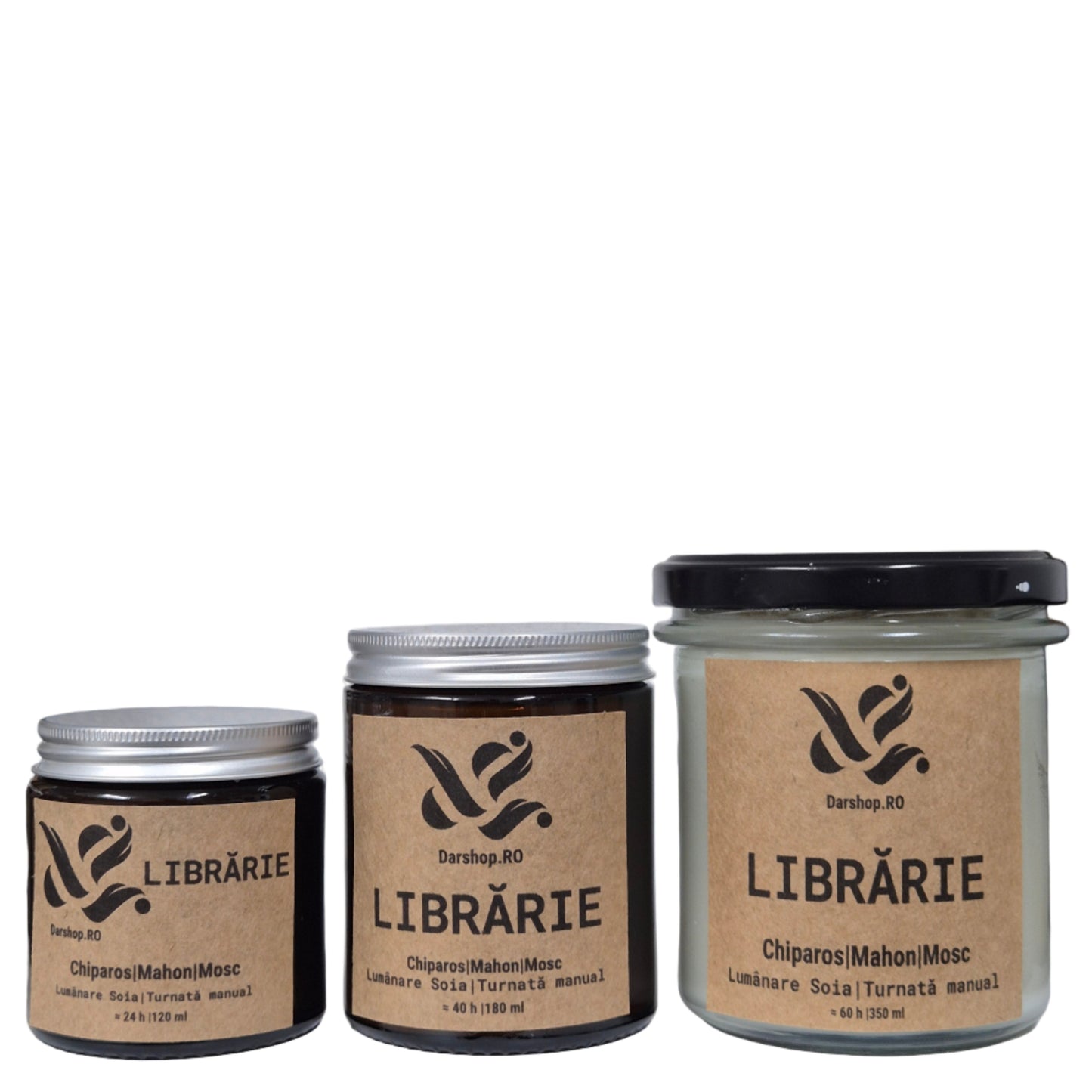 Lumânare naturală din ceară de soia Librărie, cu aromă caldă și relaxantă, perfectă pentru serile cozy de citit și decorul de toamnă cu mosc și mahon