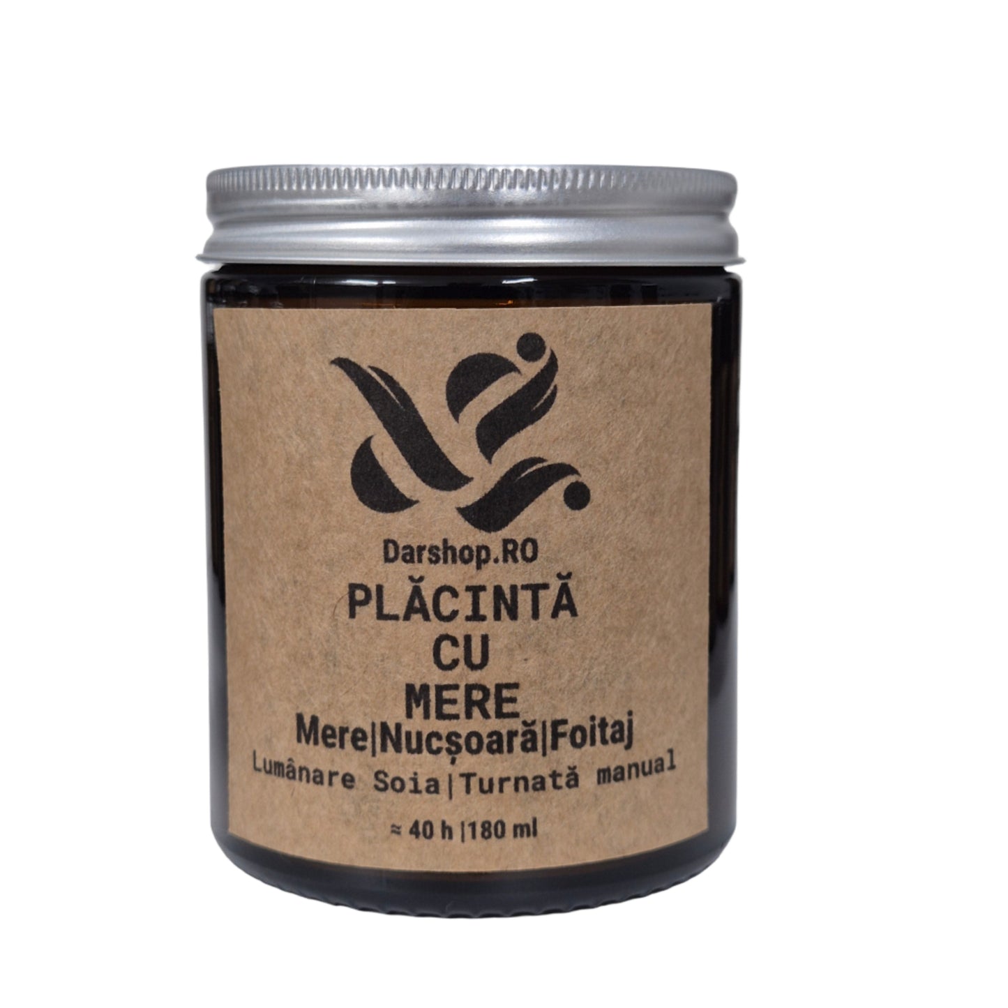 Lumânare naturală din ceară de soia cu aromă de plăcintă cu mere și scorțișoară, ideală pentru decorul de toamnă