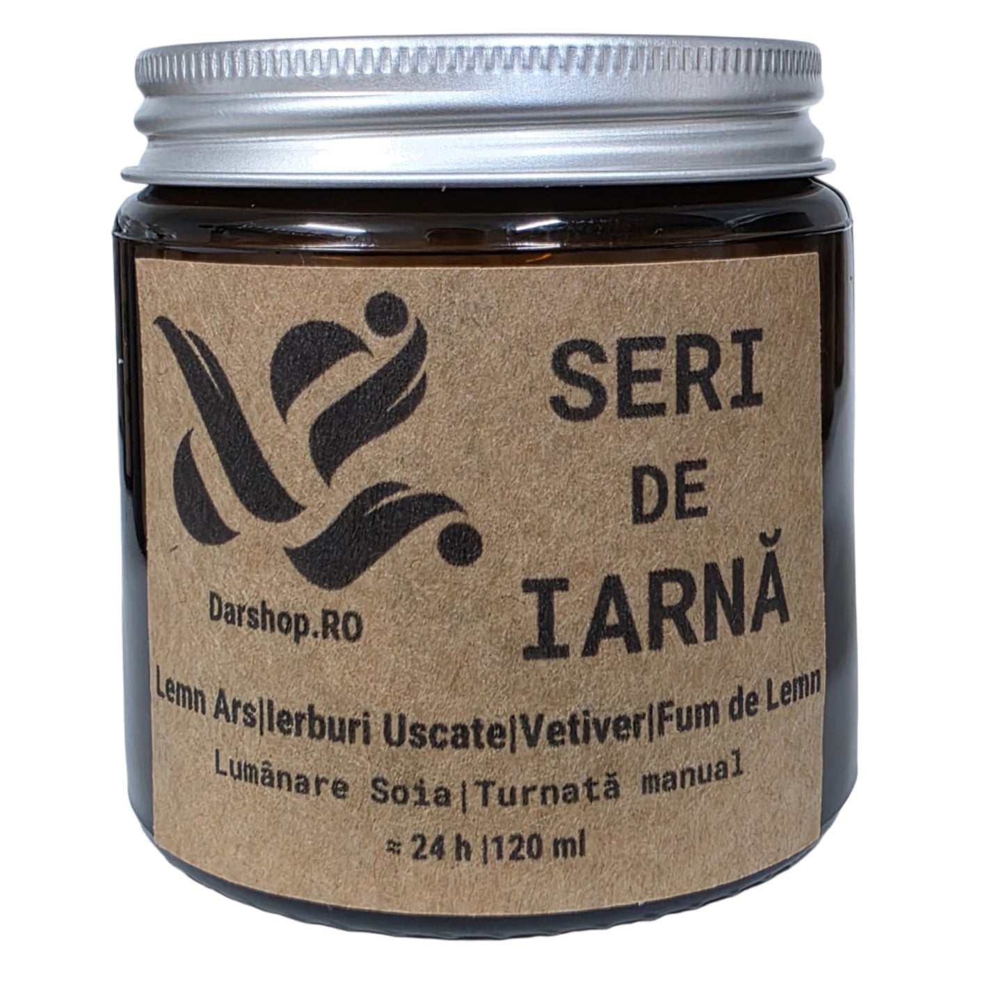 Lumânare Seri de Iarnă – soia naturală, parfum cald și relaxant, inspirat de cabane de iarnă cu șemineu.