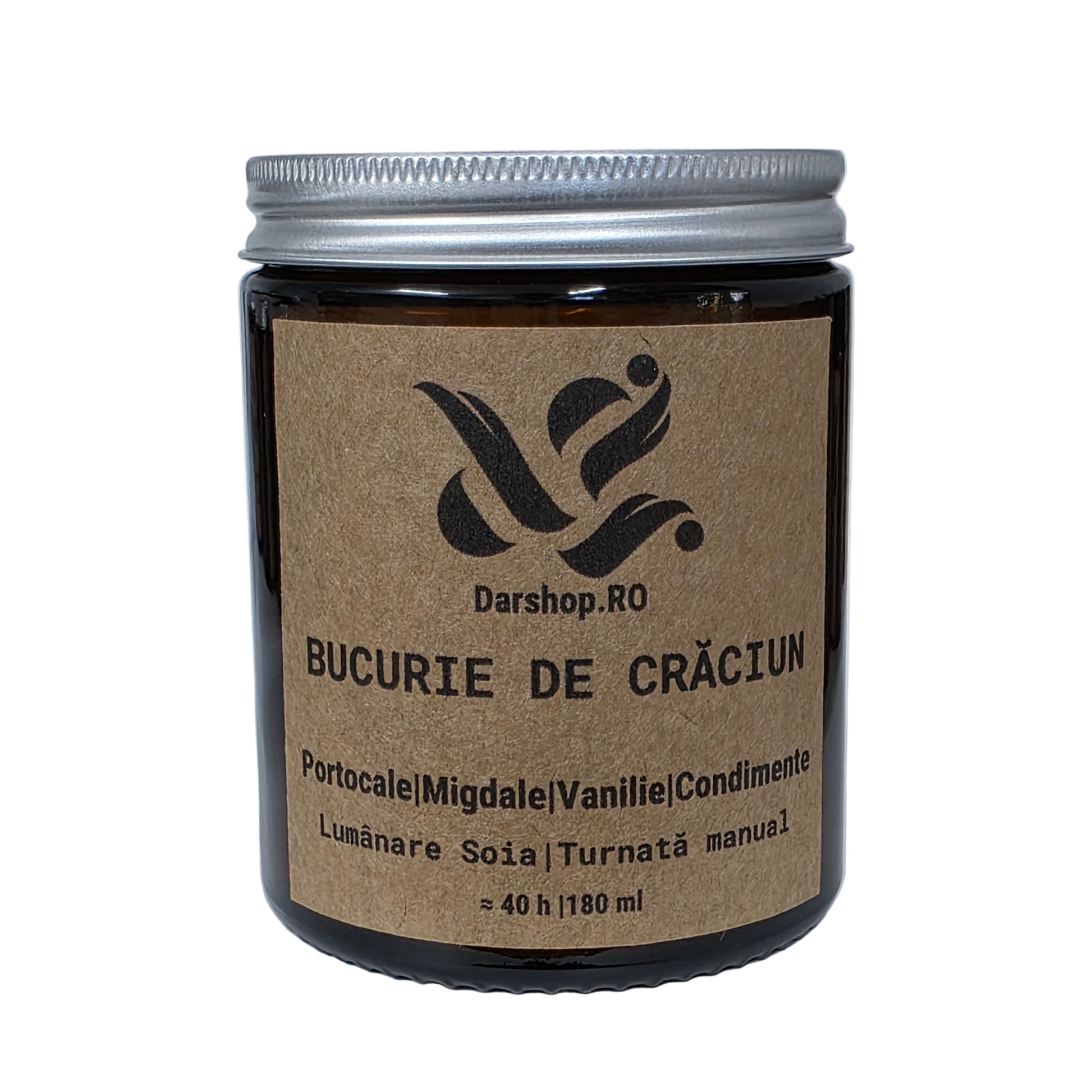 Detaliu lumânare Bucurie de Crăciun – arome calde și fructate de sărbători.