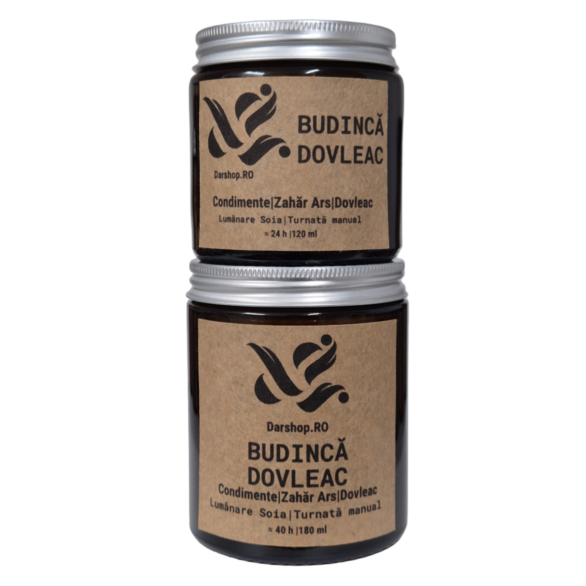 Lumânare naturală din ceară de soia cu aromă de budincă de dovleac, caldă și cremoasă, ideală pentru decorul de toamnă