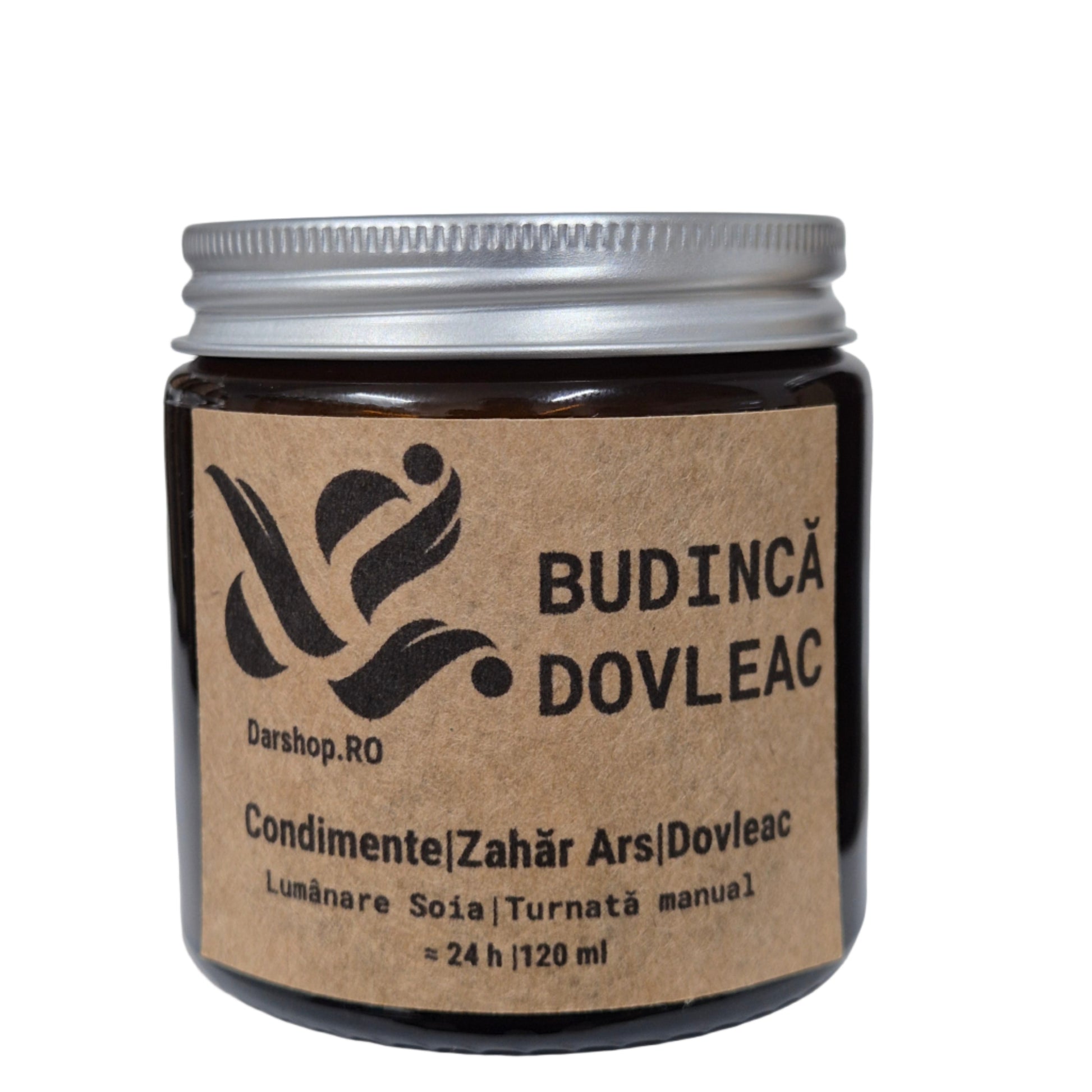 Lumânare naturală din ceară de soia cu aromă de budincă de dovleac, caldă și cremoasă, ideală pentru decorul de toamnă