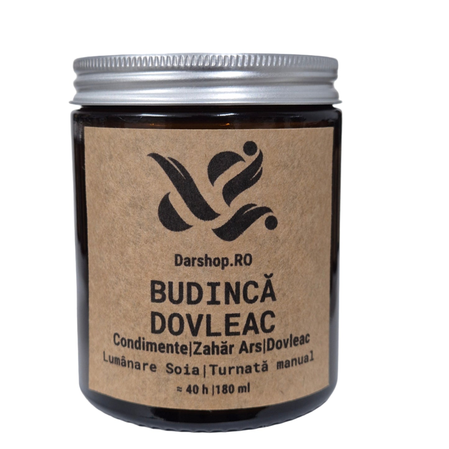 Lumânare naturală din ceară de soia cu aromă de budincă de dovleac, caldă și cremoasă, ideală pentru decorul de toamnă