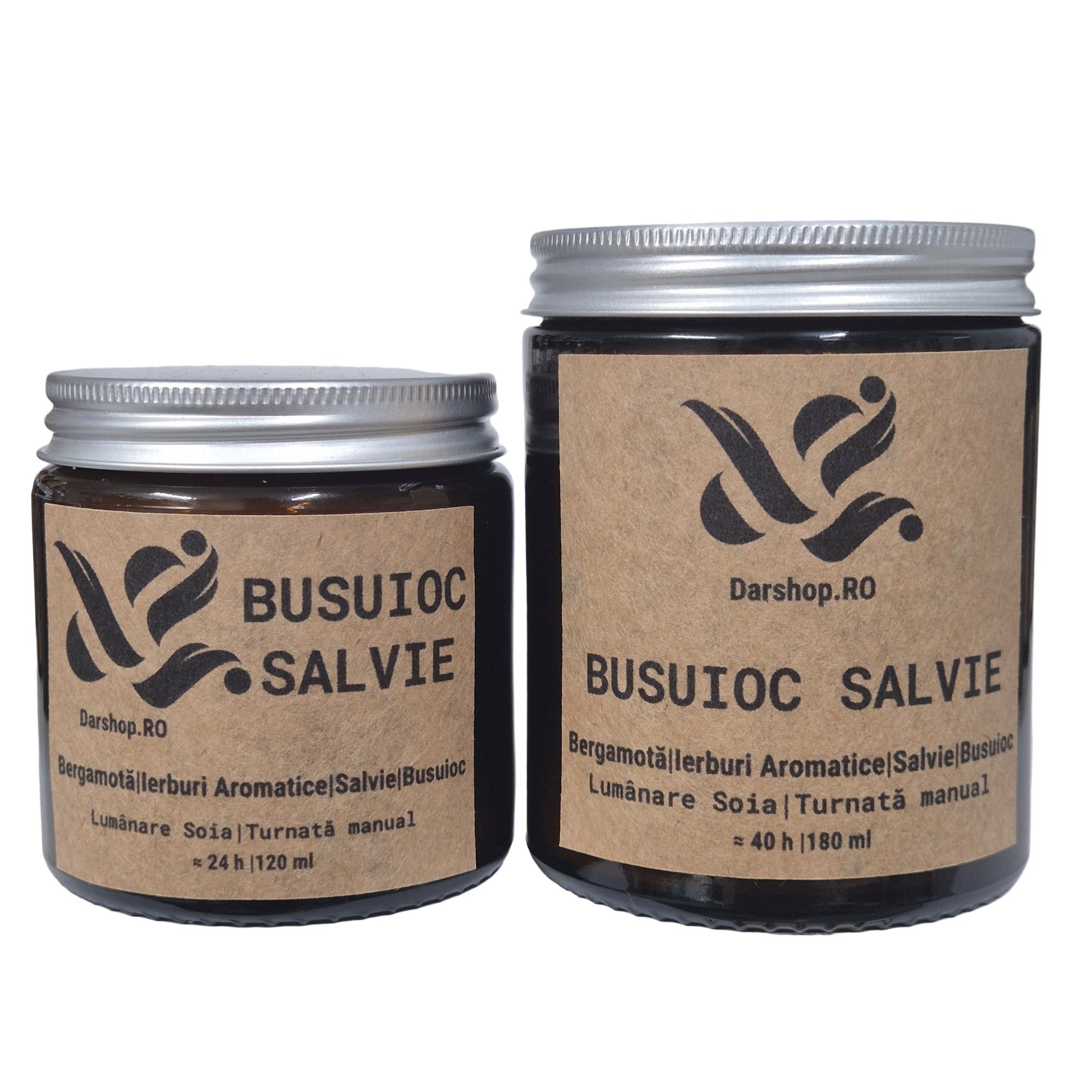 Lumânare parfumată Busuioc & salvie – combinație vibrantă de busuioc tăiat și aromă reconfortantă de salvie, turnată manual în ceară de soia