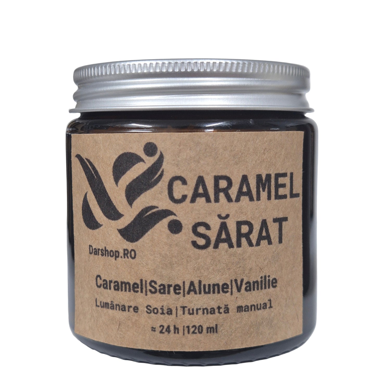 Lumânare parfumată din ceară de soia Caramel Sărat – aromă dulce și sărată, cu note bogate de zahăr ars și unt cremos