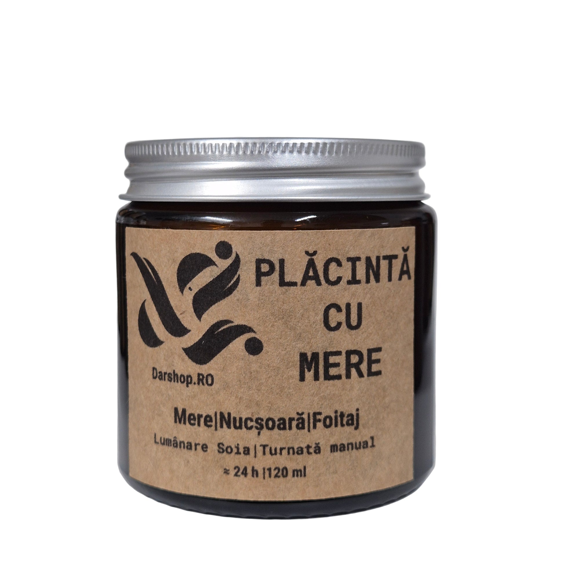 Lumânare naturală din ceară de soia cu aromă de plăcintă cu mere și scorțișoară, ideală pentru decorul de toamnă