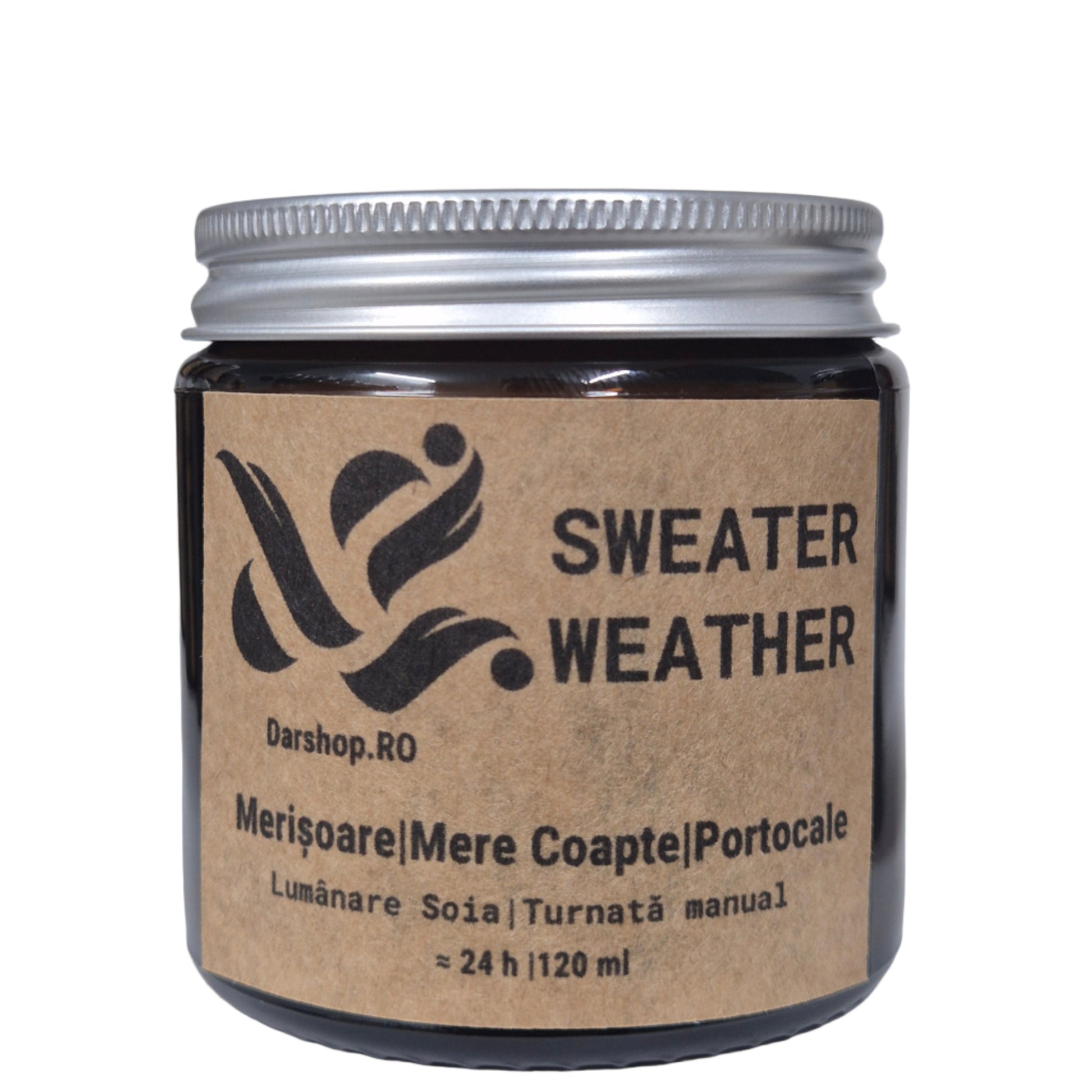 Lumânare naturală din ceară de soia Sweater Weather, cu aromă caldă de merișoare și mere coapte și reconfortantă, ideală pentru serile cozy de toamnă.
