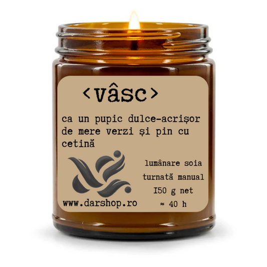 lumanare soia ca un pupic dulce-acrișor de mere verzi și pin cu cetină