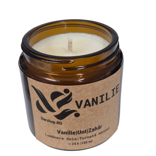 Lumanare soia cu puternic parfum de vanilie.