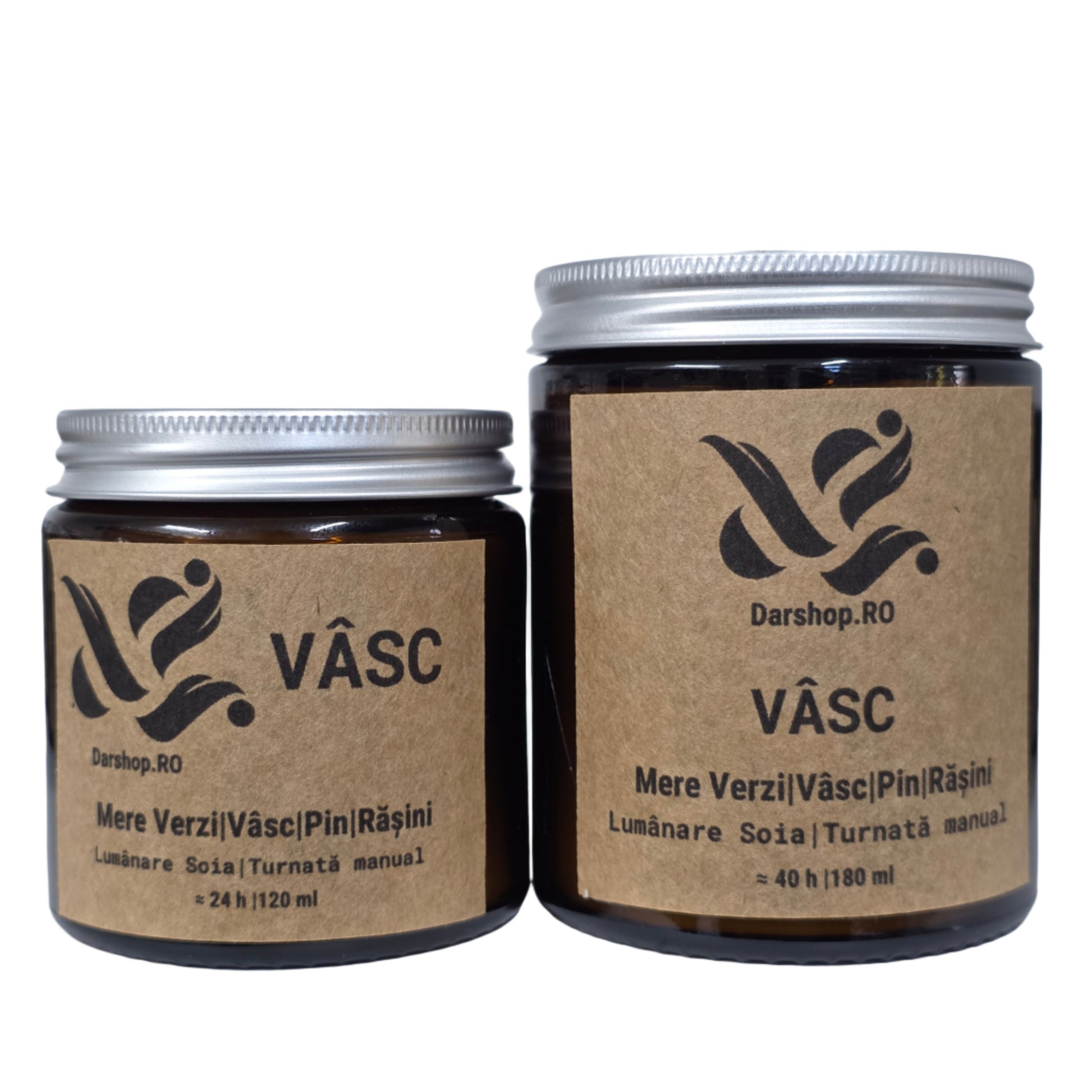 Lumânare de soia Vâsc – parfum fresh de pin și eucalipt, cu note dulci-acrișoare de fructe de pădure și mere verzi.