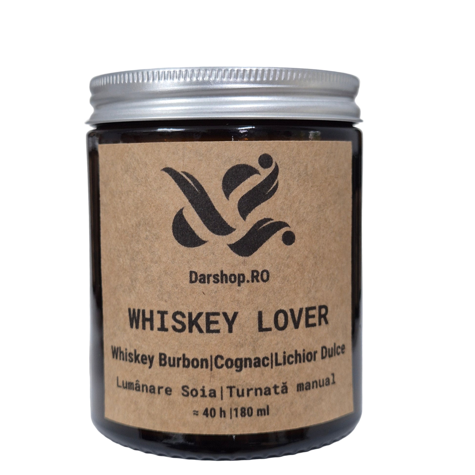 Lumânare parfumată “Whiskey Lover” – aromă de bourbon învechit, vanilie și note lemnoase de stejar și turbă.
