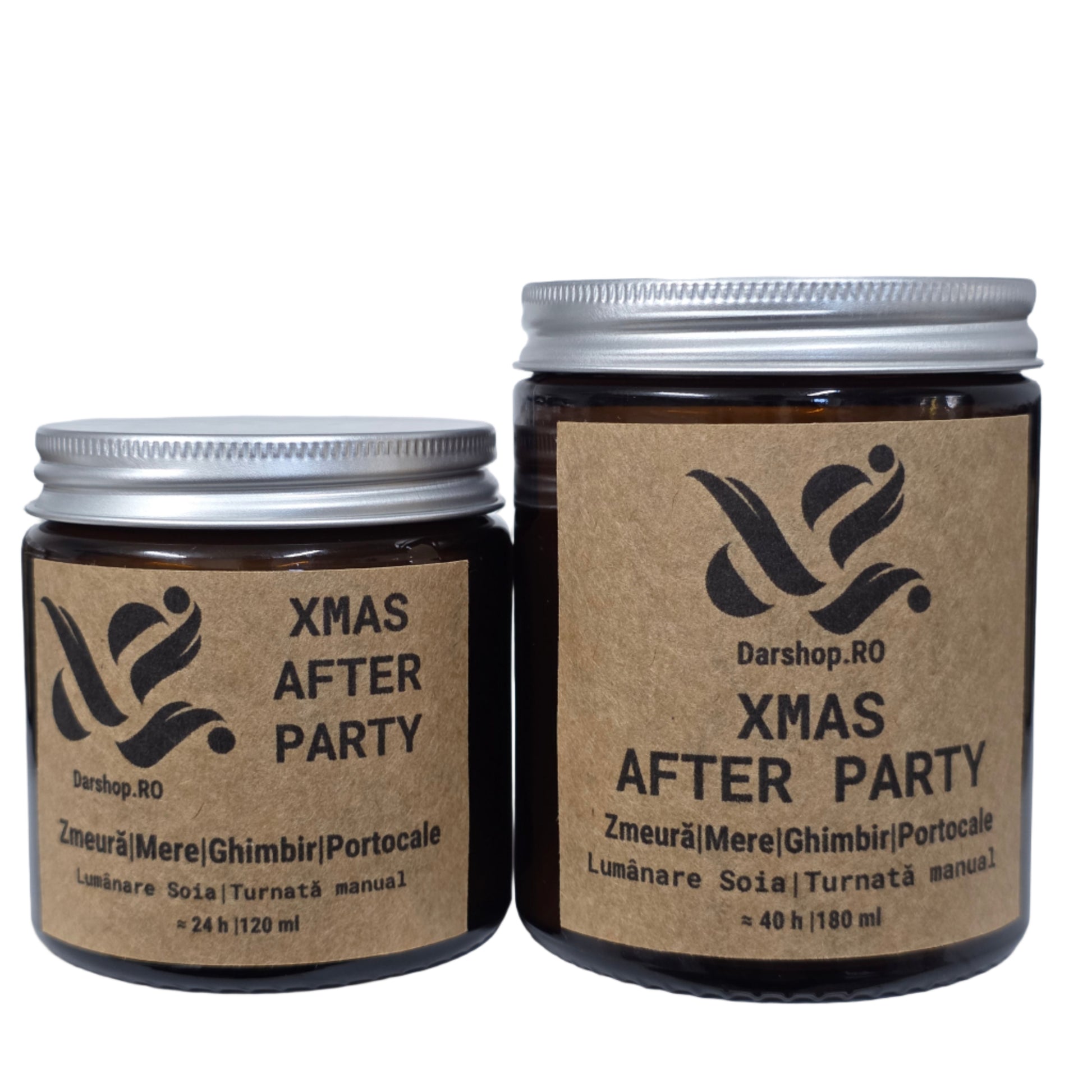 Lumânare de soia Xmas After Party – parfum fresh și fructat de portocale, mandarine și mere, perfect pentru petreceri de sărbători.