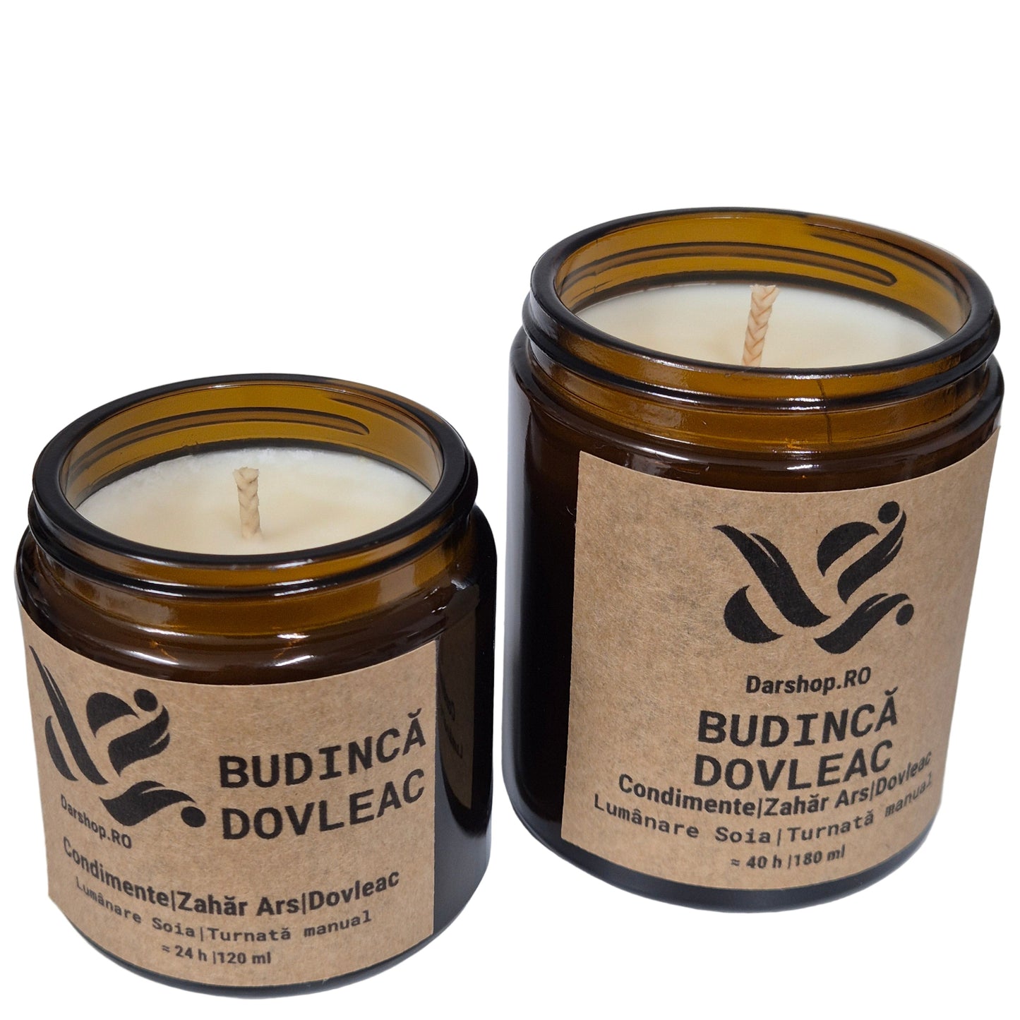 Lumânare naturală din ceară de soia cu aromă de budincă de dovleac, caldă și cremoasă, ideală pentru decorul de toamnă